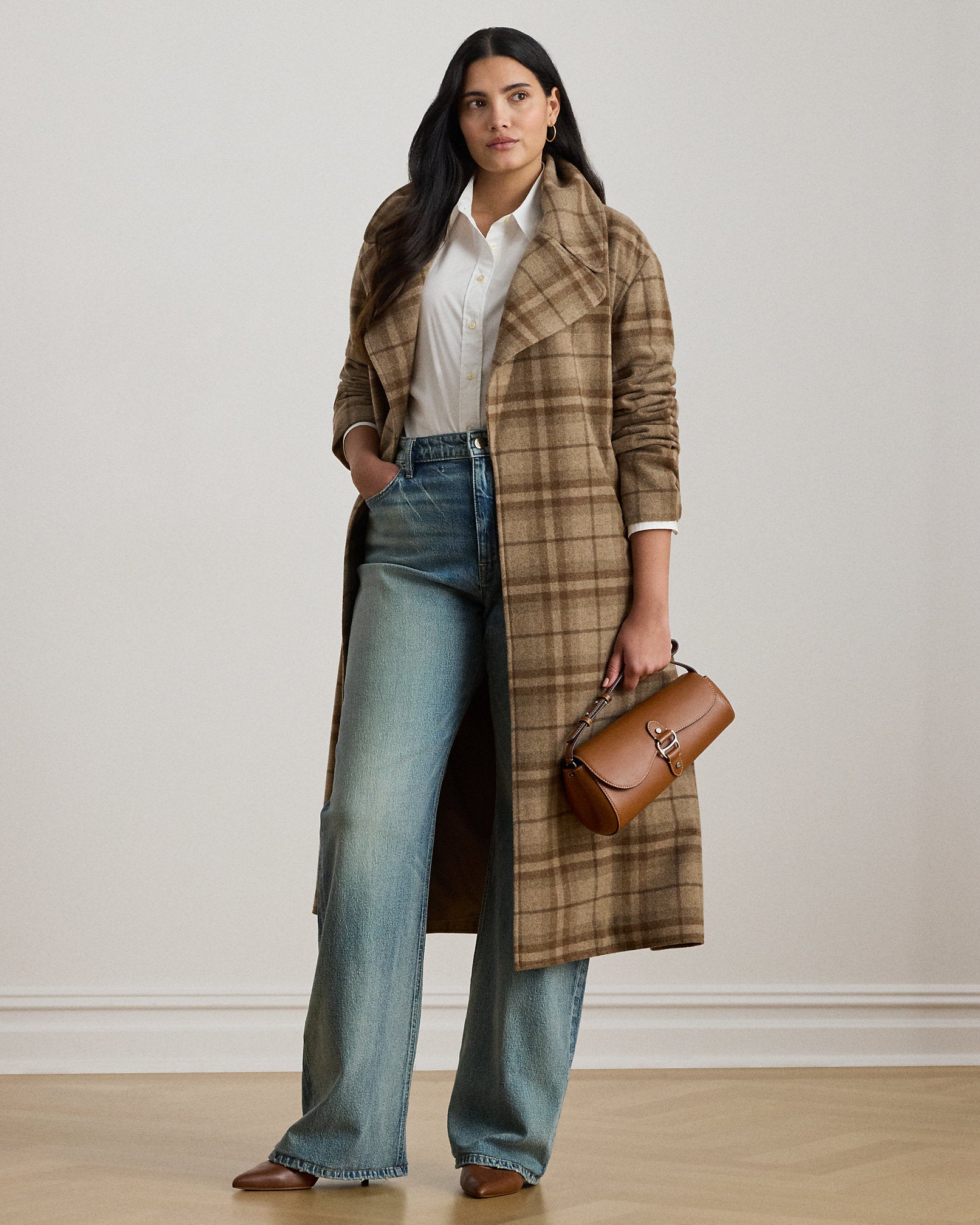 Ralph Lauren Plaid WoolBlend Twill Wrap Coat