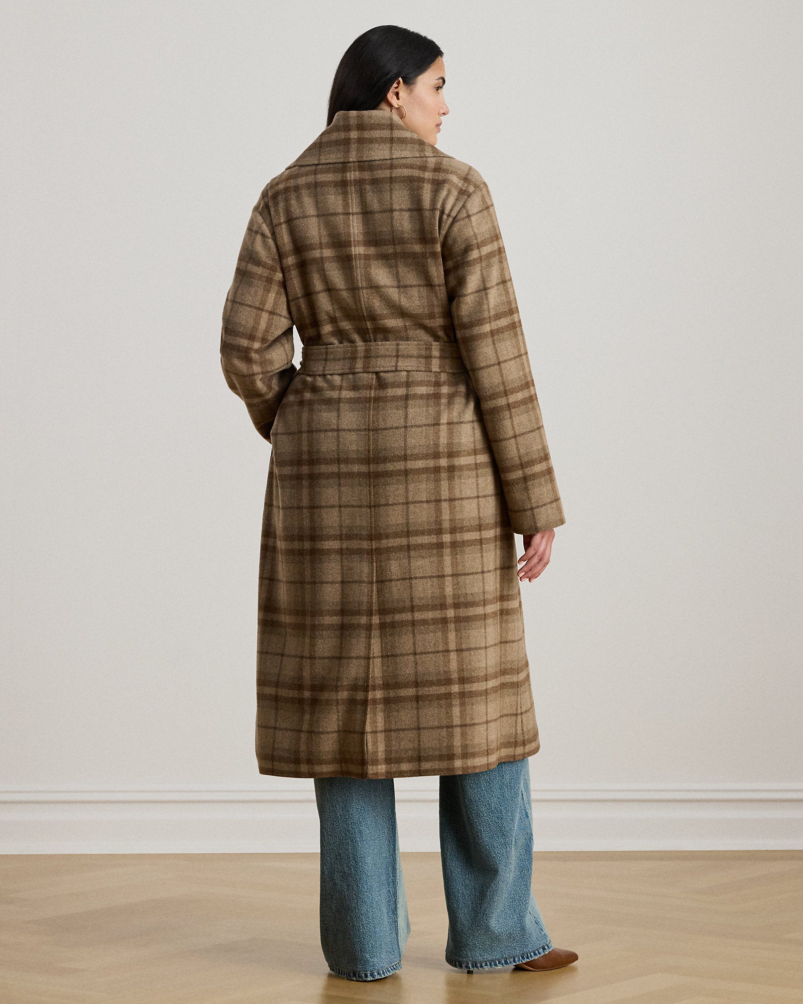 Ralph Lauren Plaid WoolBlend Twill Wrap Coat