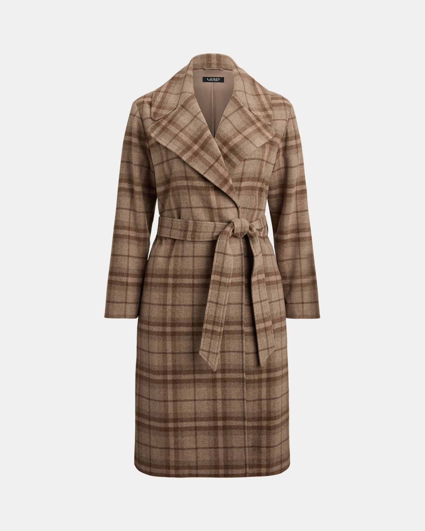 Ralph Lauren Plaid WoolBlend Twill Wrap Coat