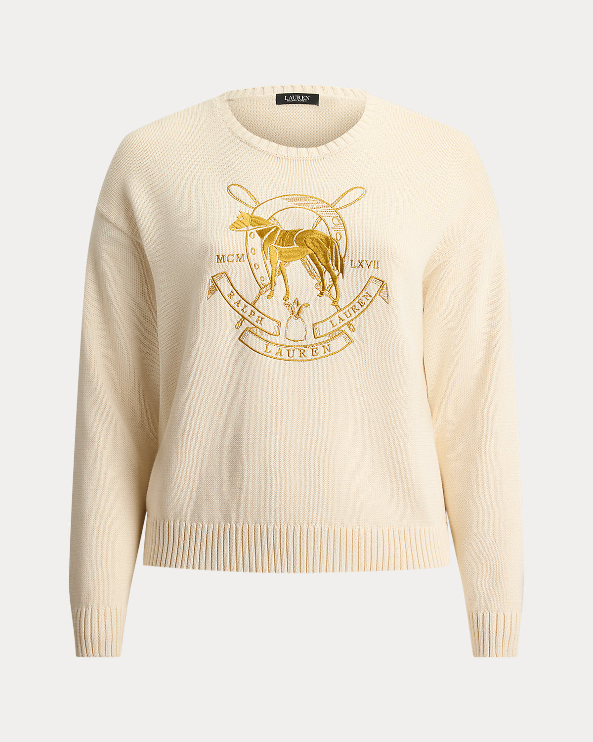 Ralph Lauren Embroidered Cotton Crewneck Sweater