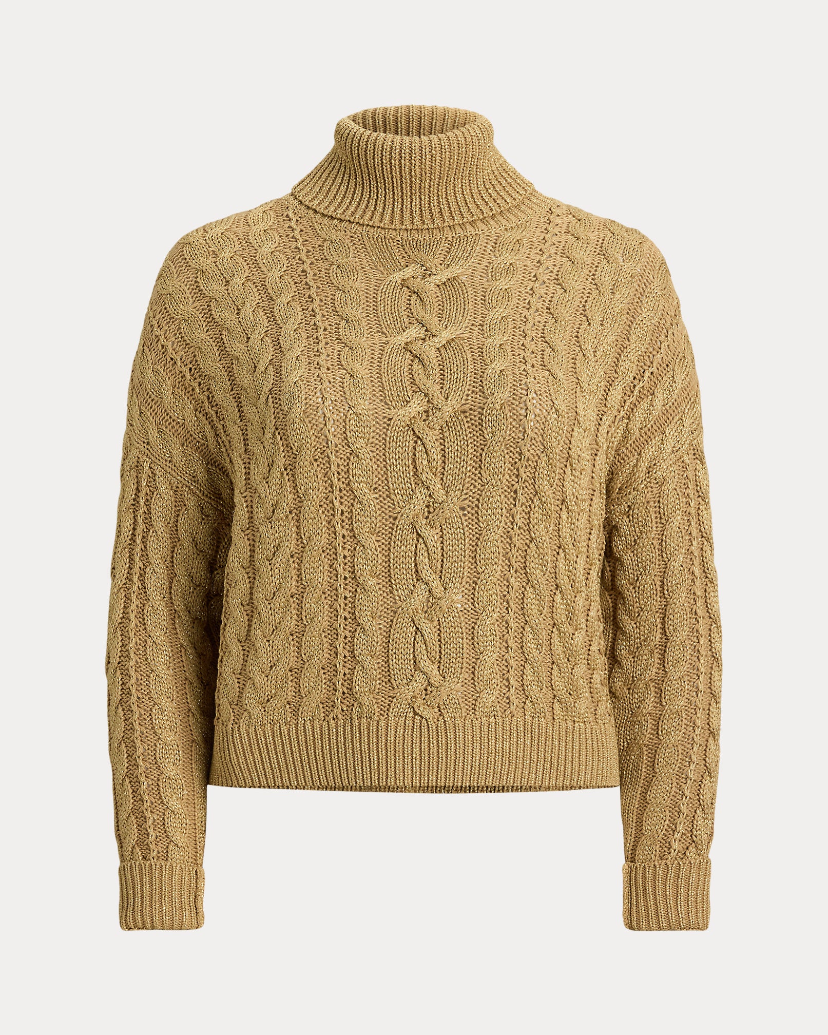 Ralph Lauren Metallic CableKnit Turtleneck Sweater