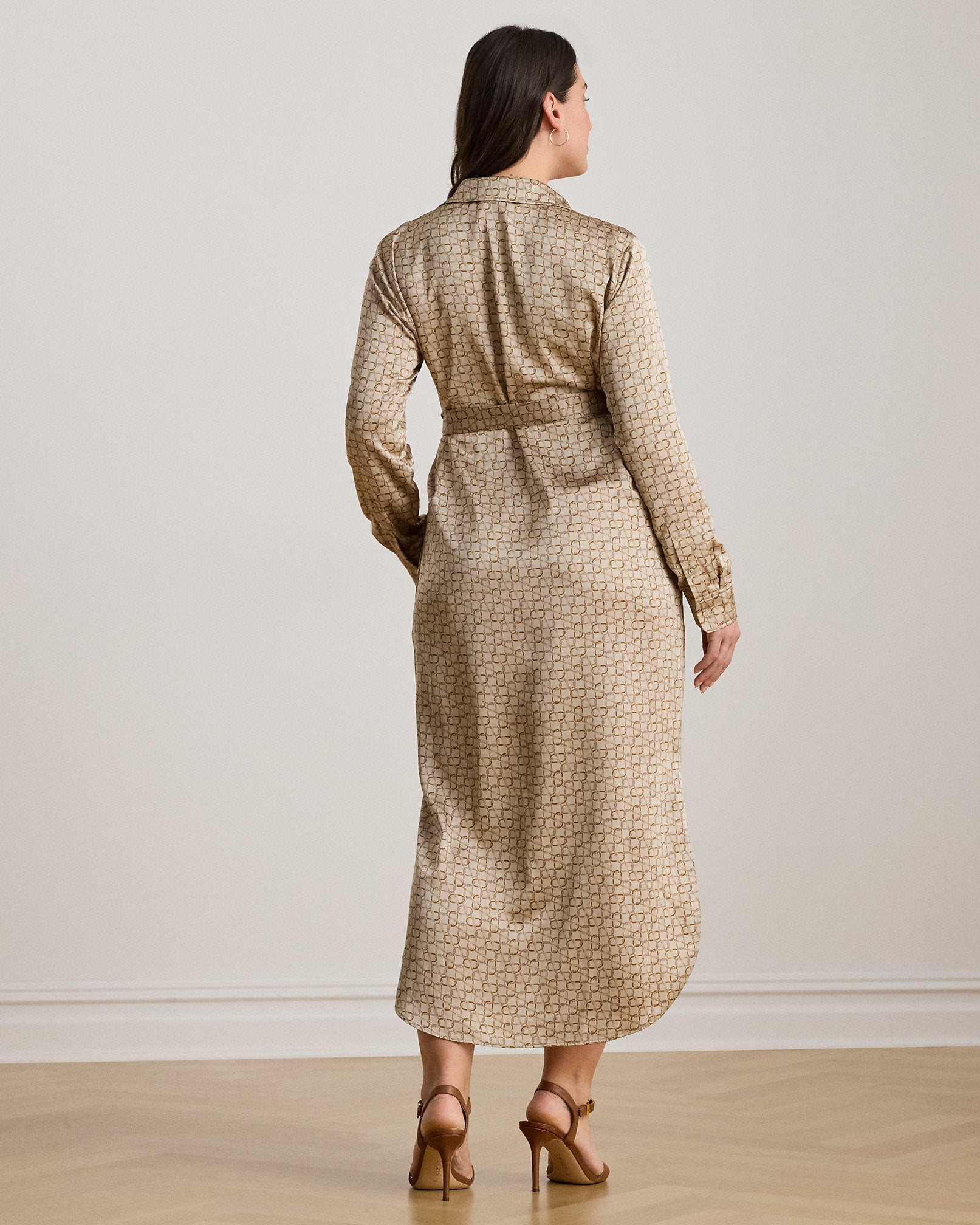 Ralph Lauren GeoPrint Satin Charmeuse Shirtdress