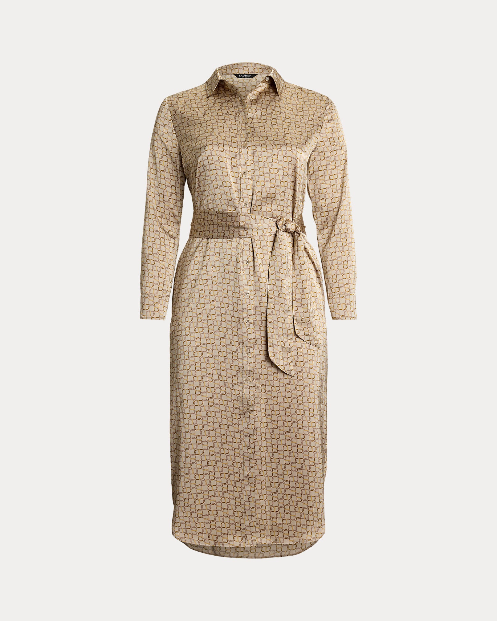 Ralph Lauren GeoPrint Satin Charmeuse Shirtdress