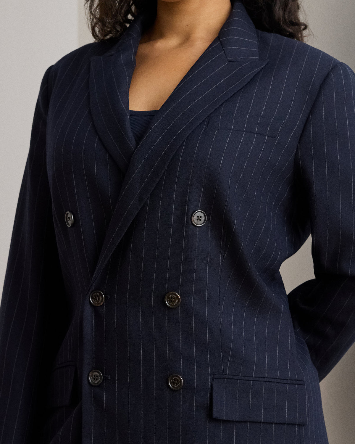 Ralph Lauren DoubleBreasted Pinstripe Twill Blazer