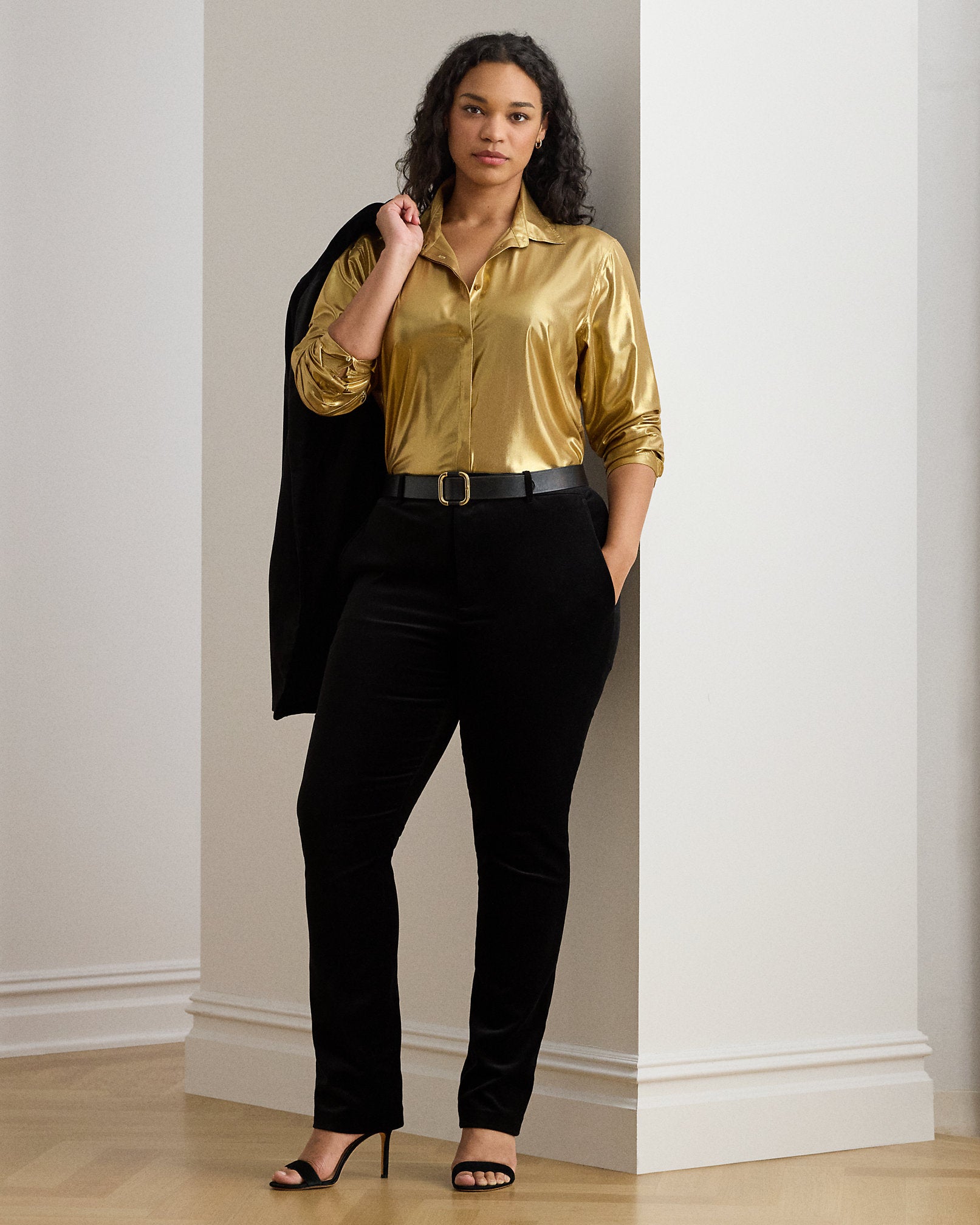 Ralph Lauren Classic Fit Metallic Chiffon Shirt