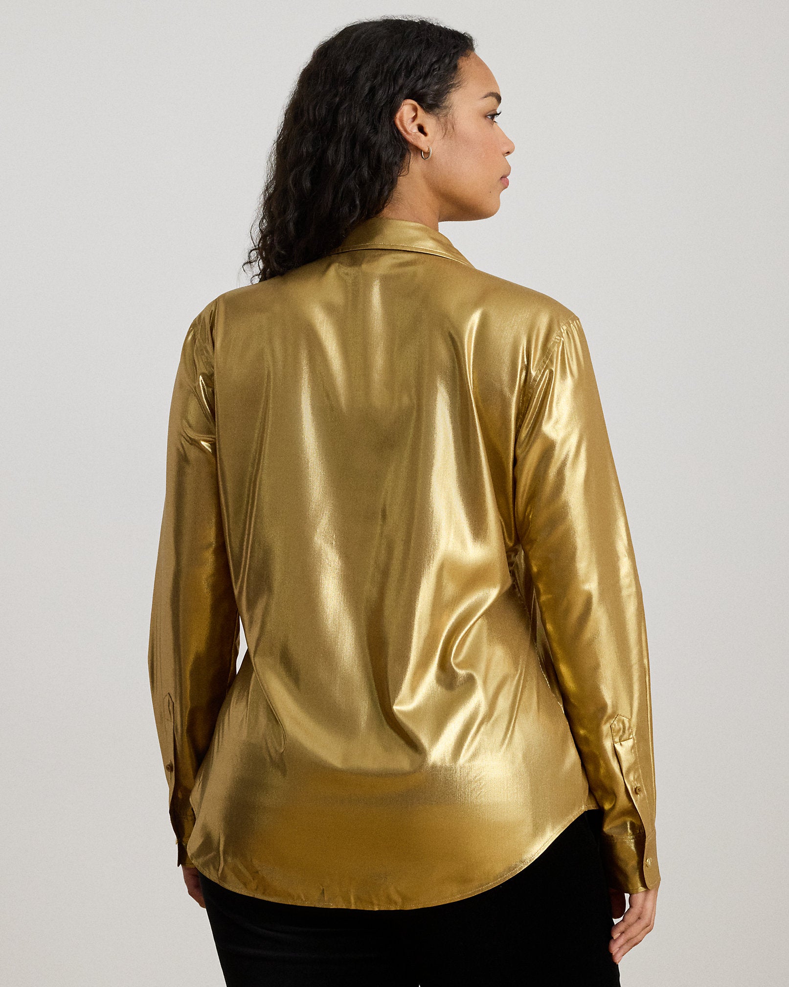 Ralph Lauren Classic Fit Metallic Chiffon Shirt