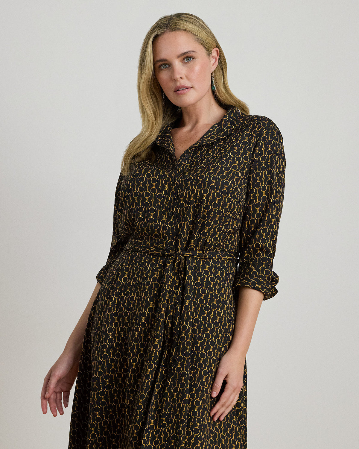 Ralph Lauren ChainPrint Crepe Shirtdress