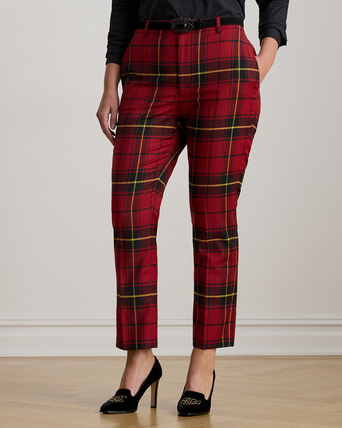 Ralph Lauren Checked Plaid WoolBlend Cropped Pant