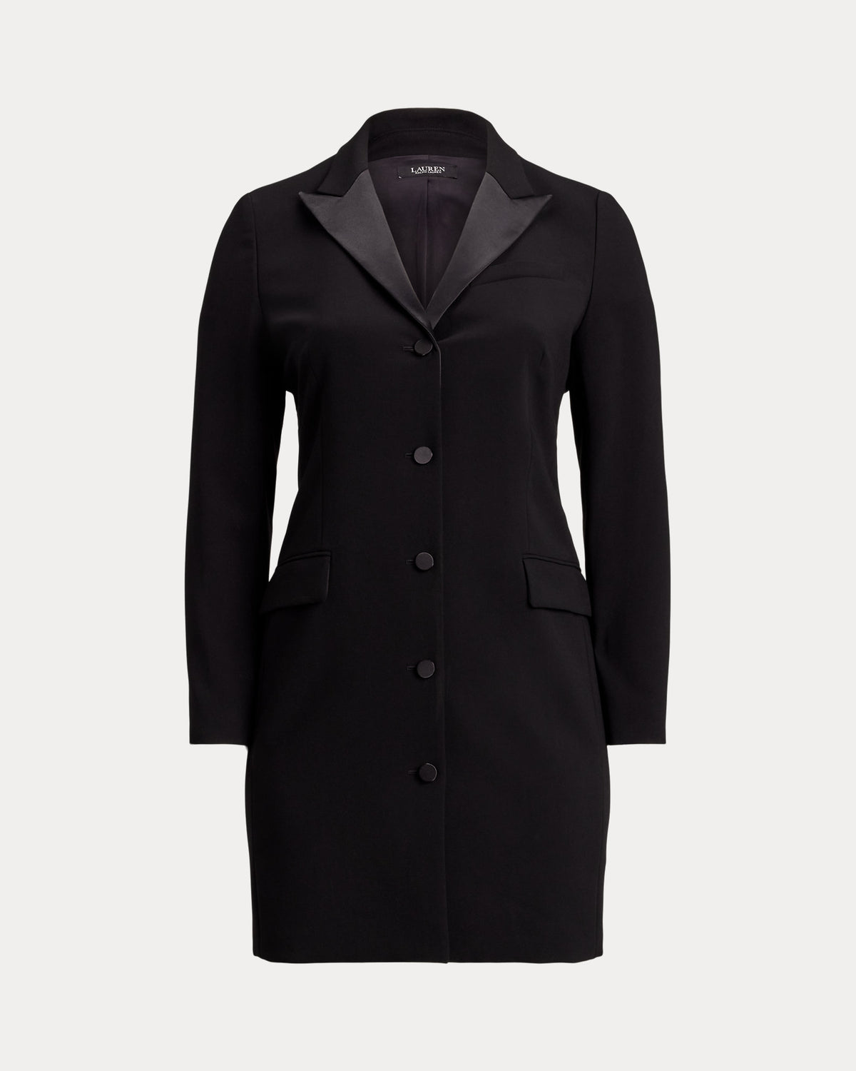 Ralph Lauren SatinTrim DoubleFaced Crepe Dress