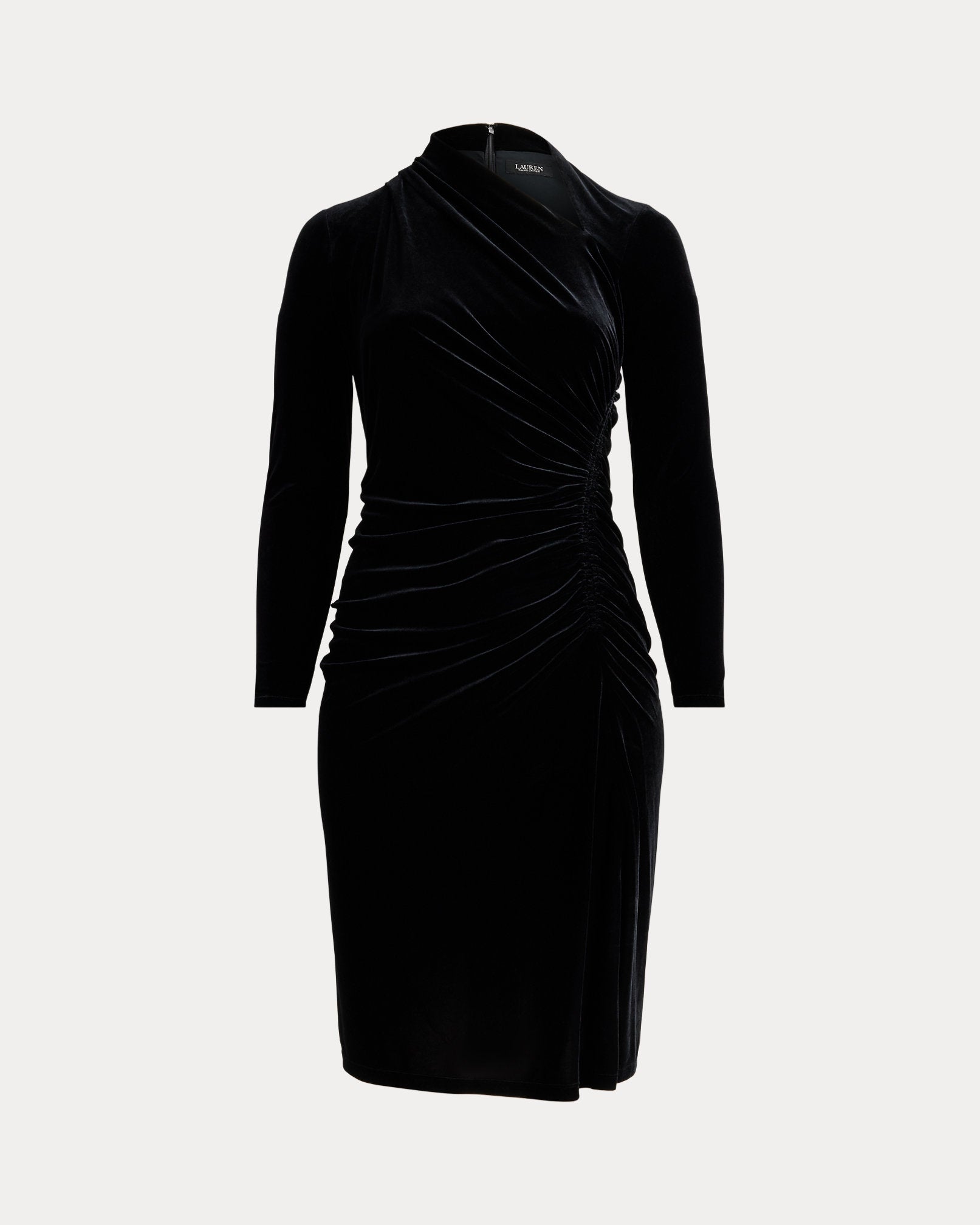 Ralph Lauren Ruched Velvet Asymmetrical Dress
