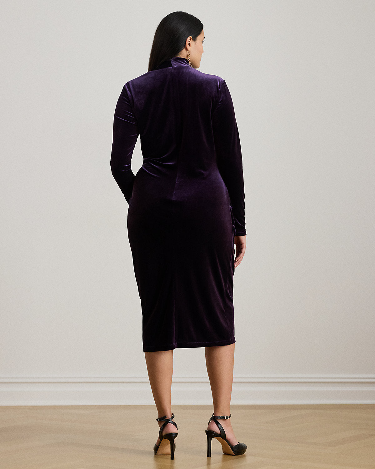 Ralph Lauren Ruched Velvet Asymmetrical Dress