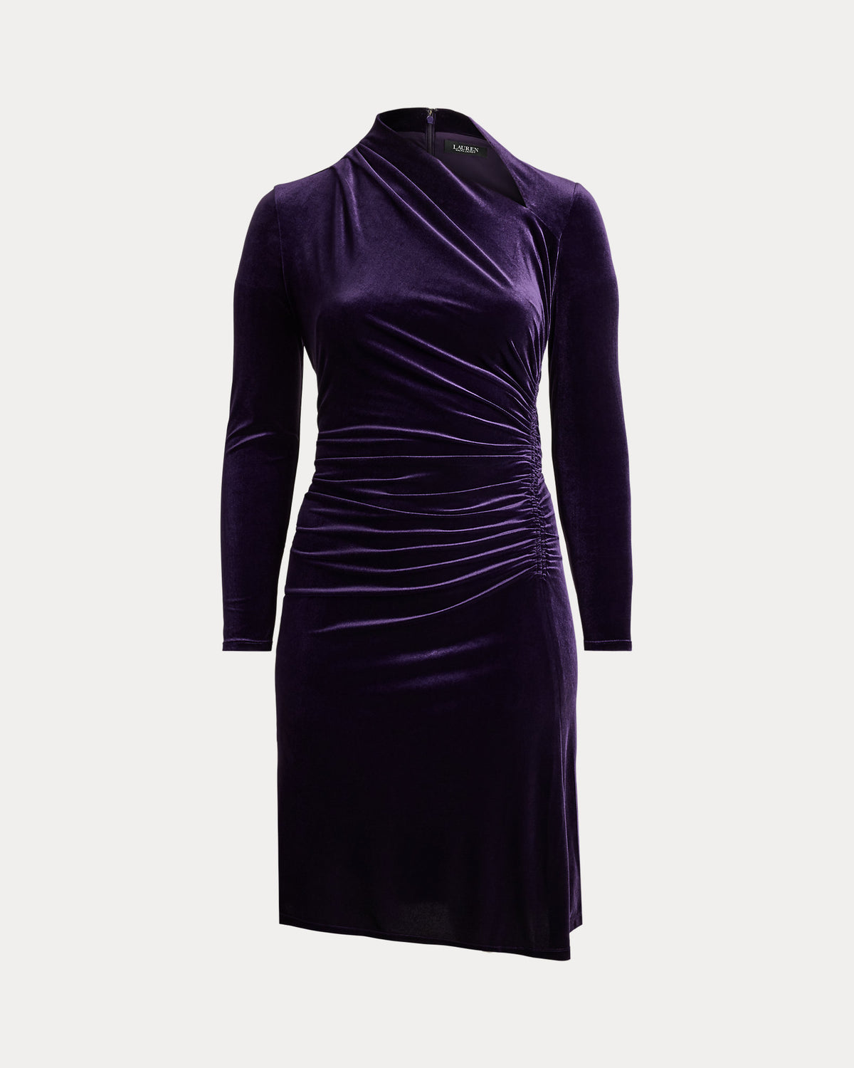 Ralph Lauren Ruched Velvet Asymmetrical Dress