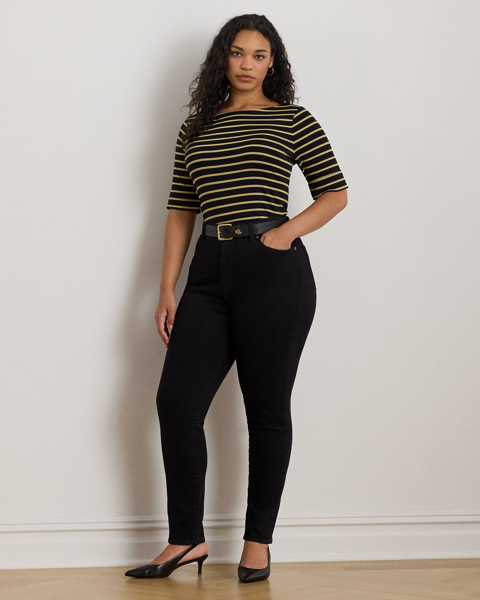 Ralph Lauren Metallic Striped Boatneck Tee