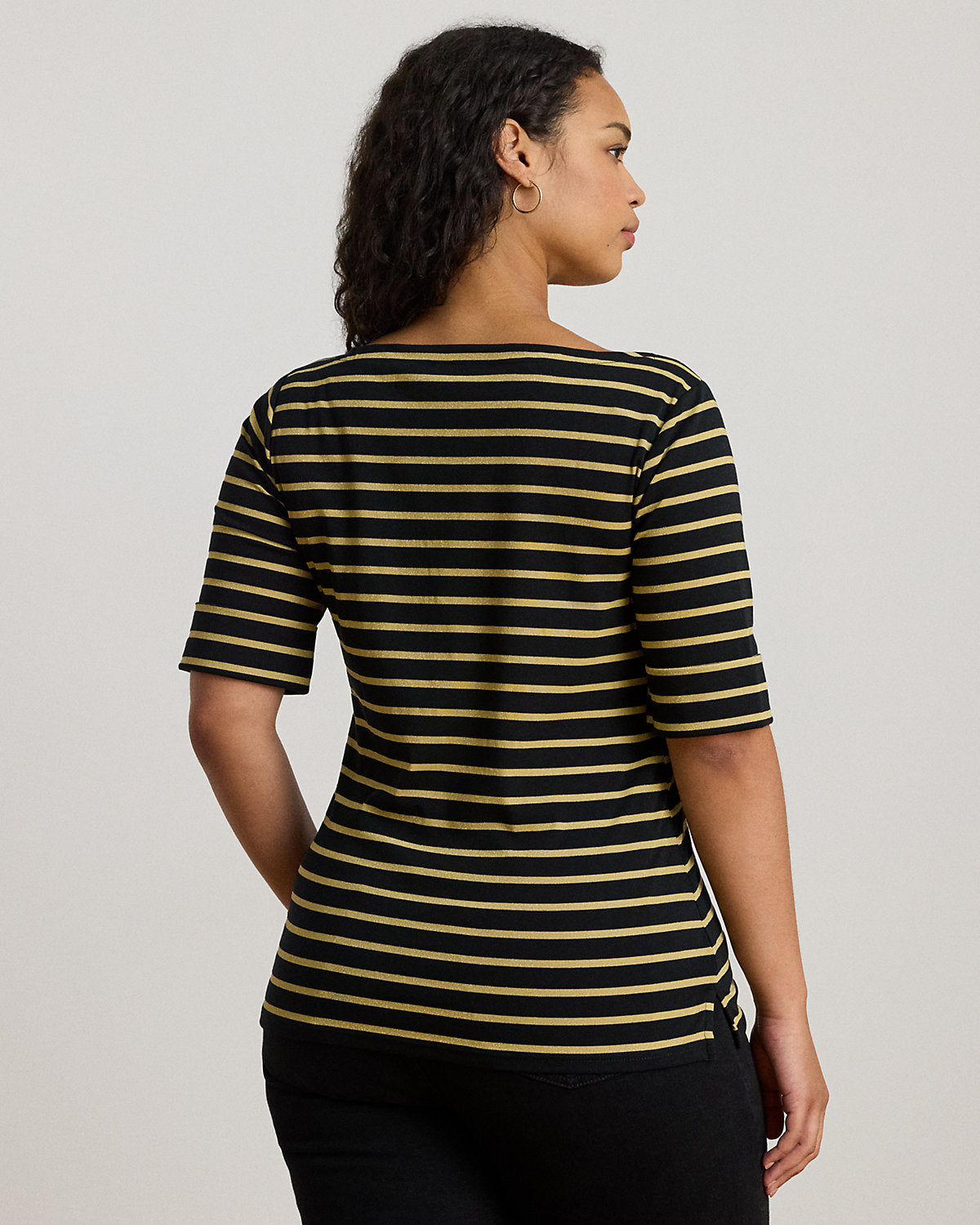 Ralph Lauren Metallic Striped Boatneck Tee