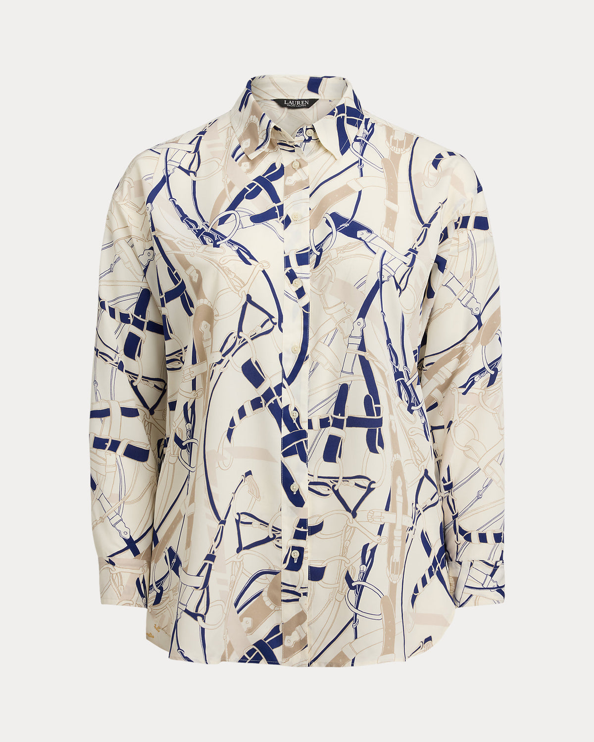 Ralph Lauren Relaxed Fit BeltingPrint Crepe Shirt