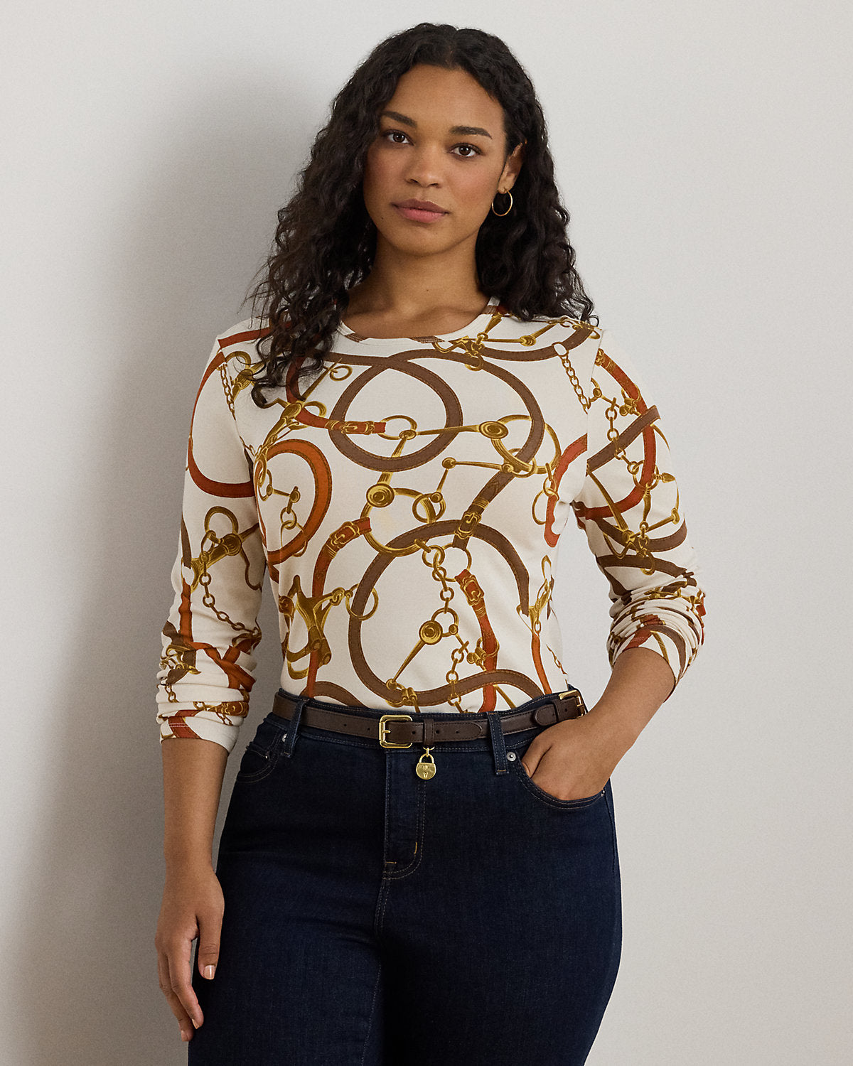 Ralph Lauren BeltingPrint Cotton LongSleeve Tee