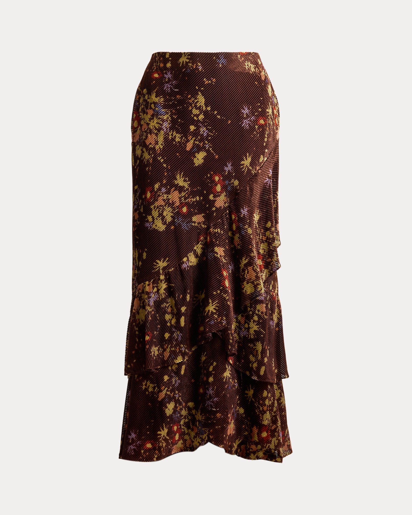 Ralph Lauren Floral Burnout Velvet Tiered Maxiskirt