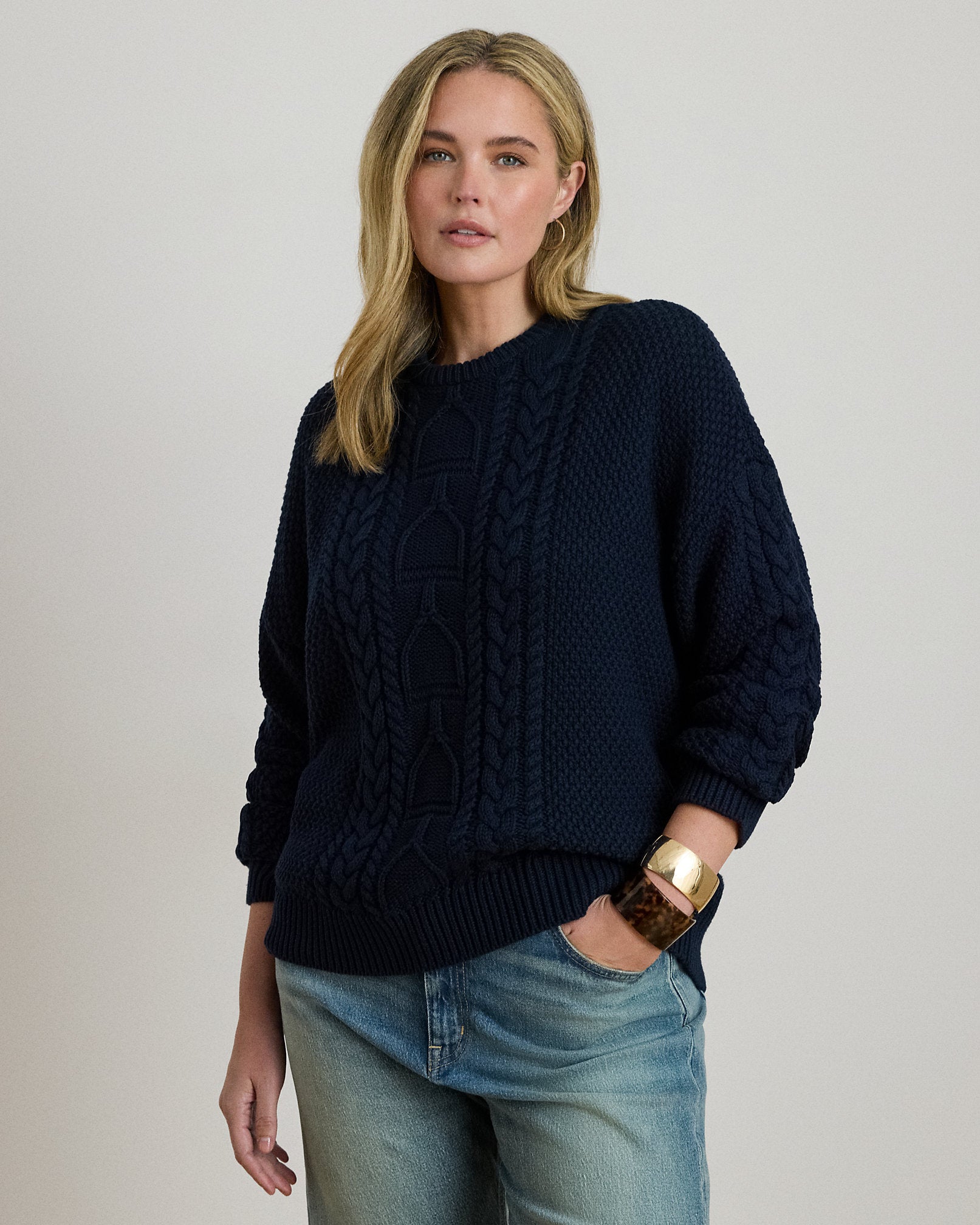Ralph Lauren CableKnit Cotton Crewneck Sweater