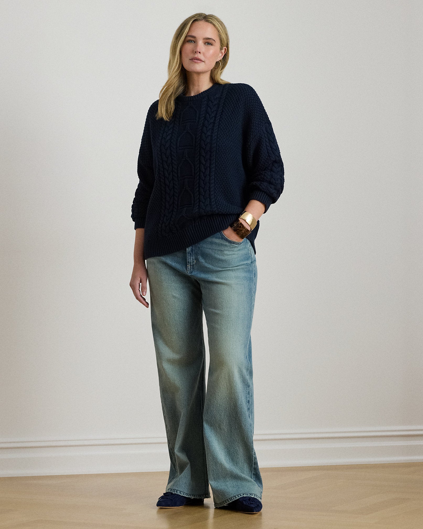 Ralph Lauren CableKnit Cotton Crewneck Sweater