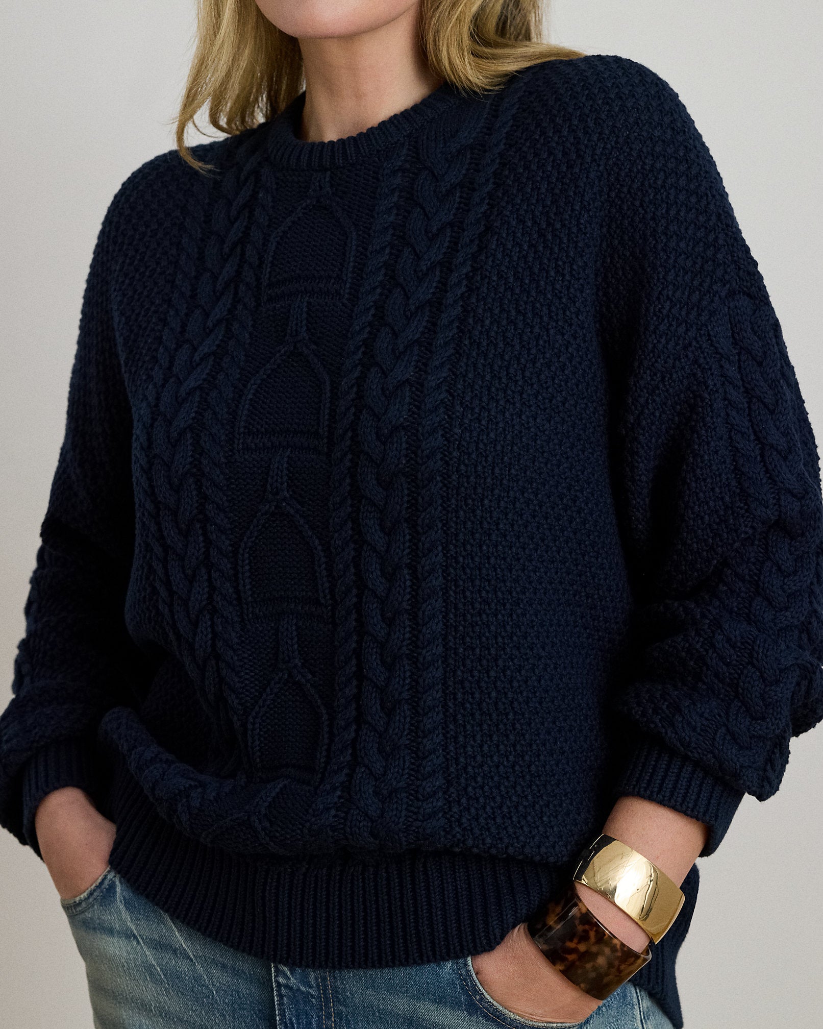Ralph Lauren CableKnit Cotton Crewneck Sweater