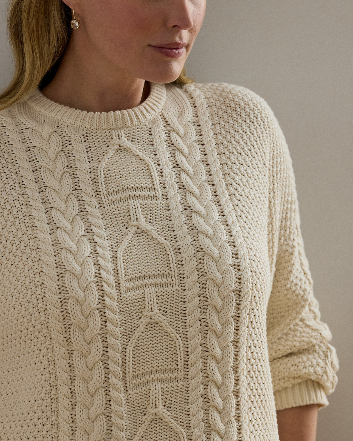 Ralph Lauren CableKnit Cotton Crewneck Sweater