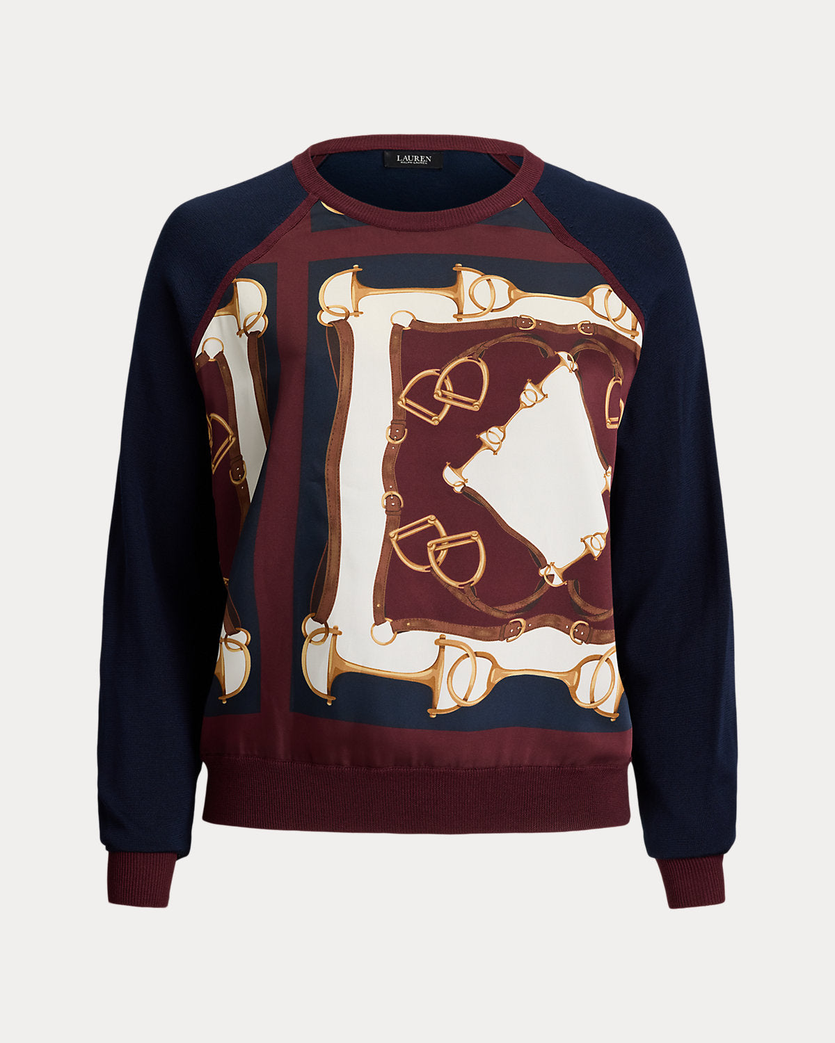 Ralph Lauren EquestrianPrint CottonBlend Sweater