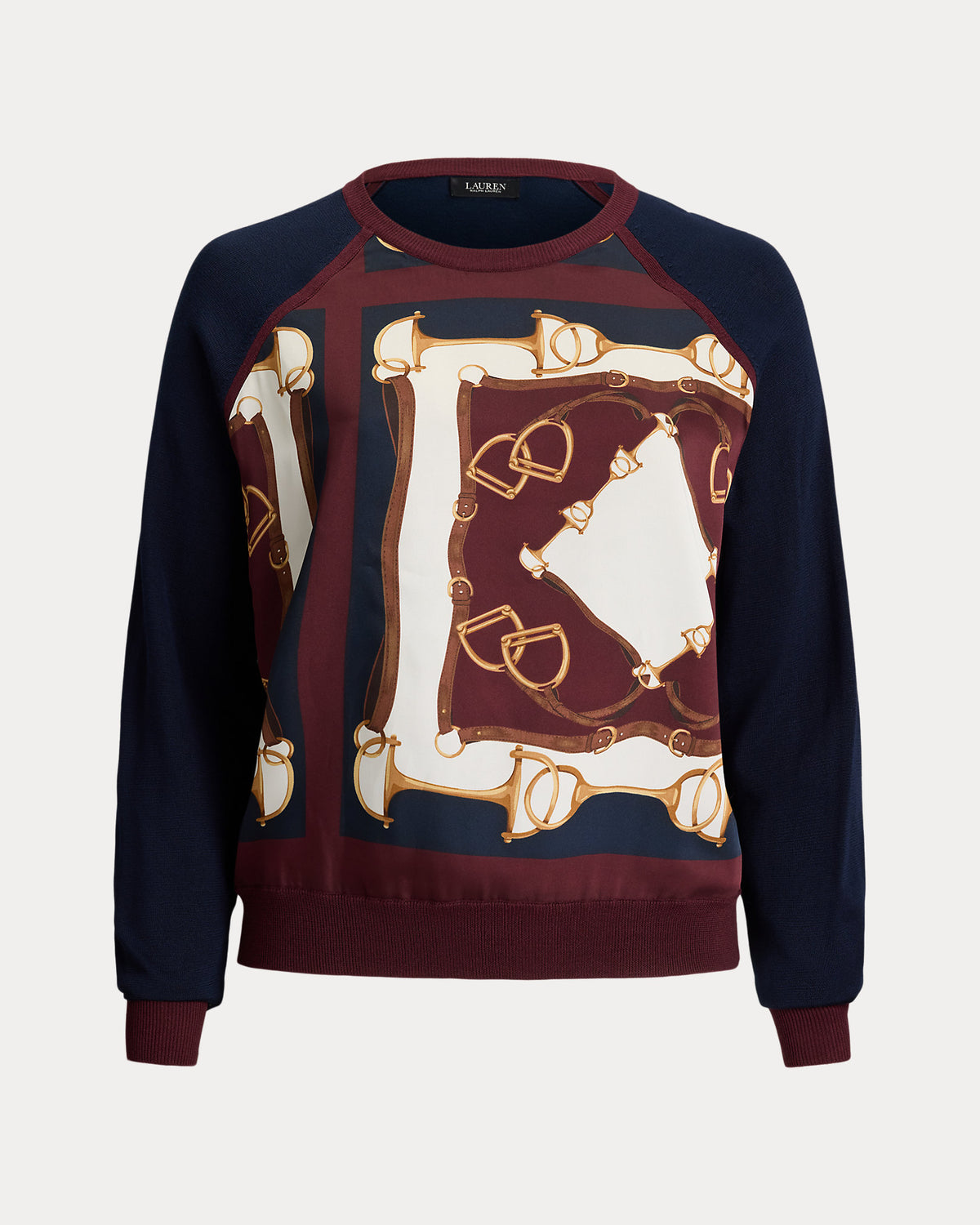 Ralph Lauren EquestrianPrint CottonBlend Sweater