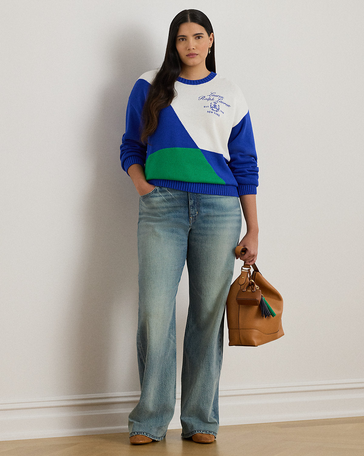 Ralph Lauren ColorBlocked Combed Cotton Sweater