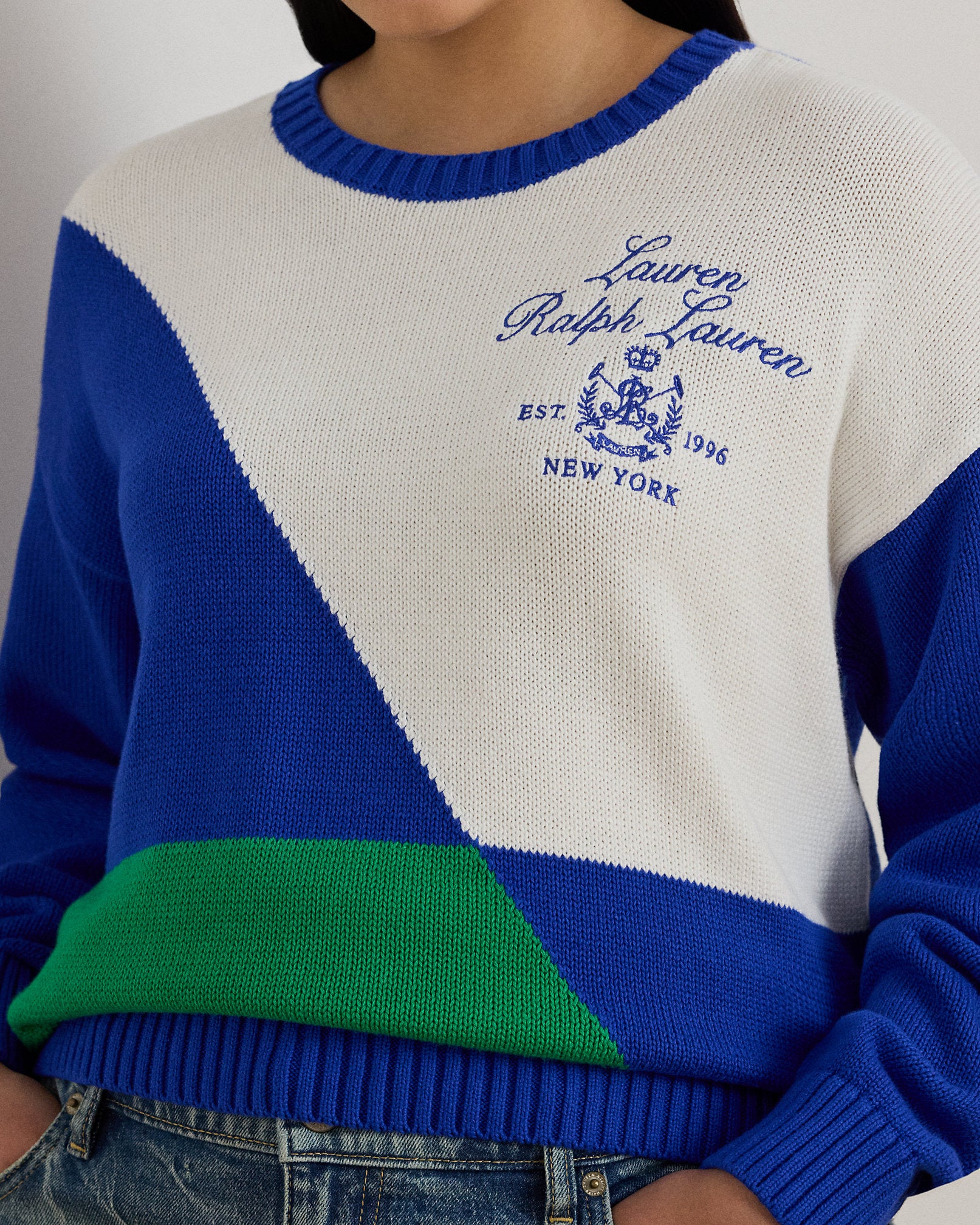 Ralph Lauren ColorBlocked Combed Cotton Sweater