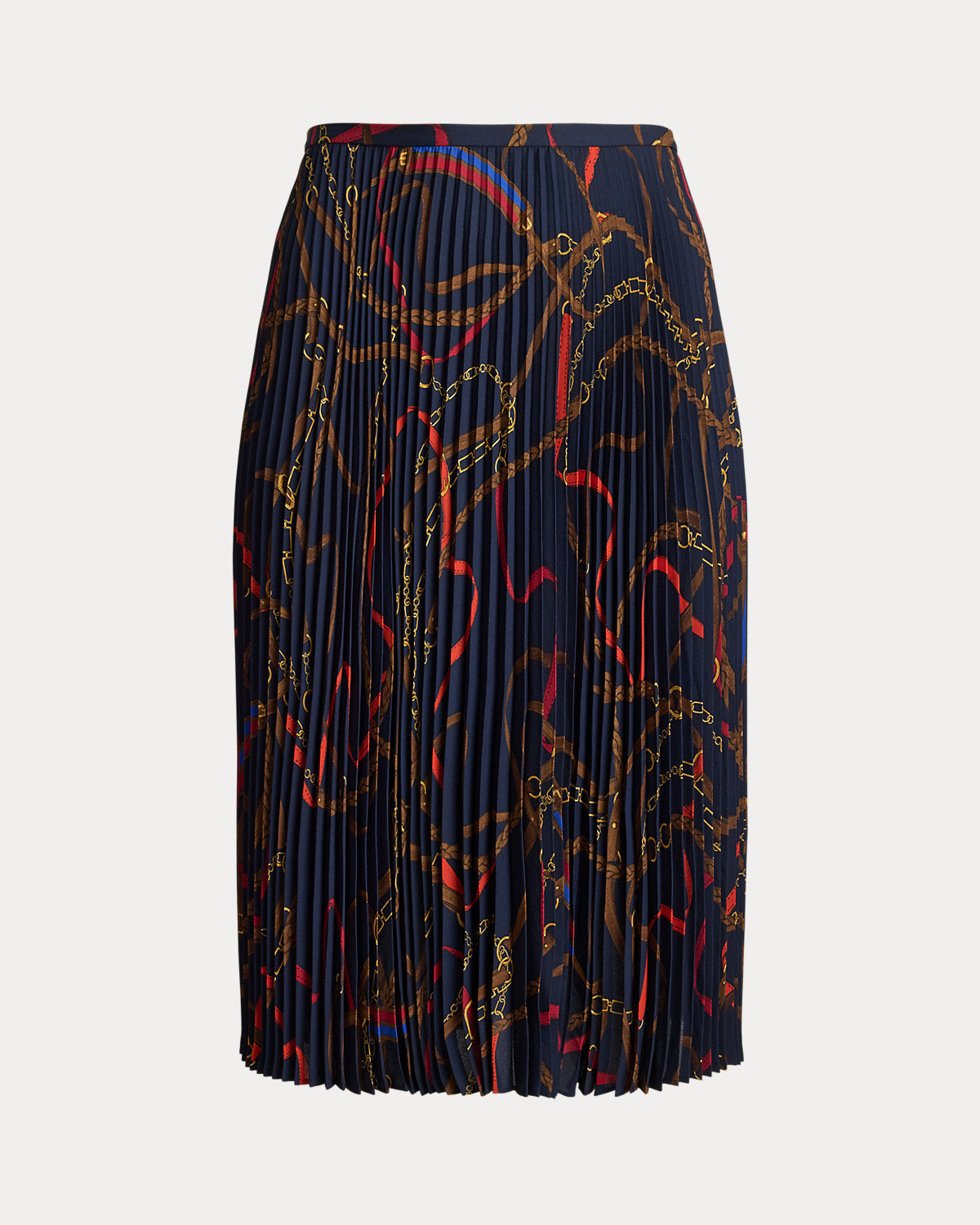 Ralph Lauren BeltingPrint Pleated Georgette Skirt