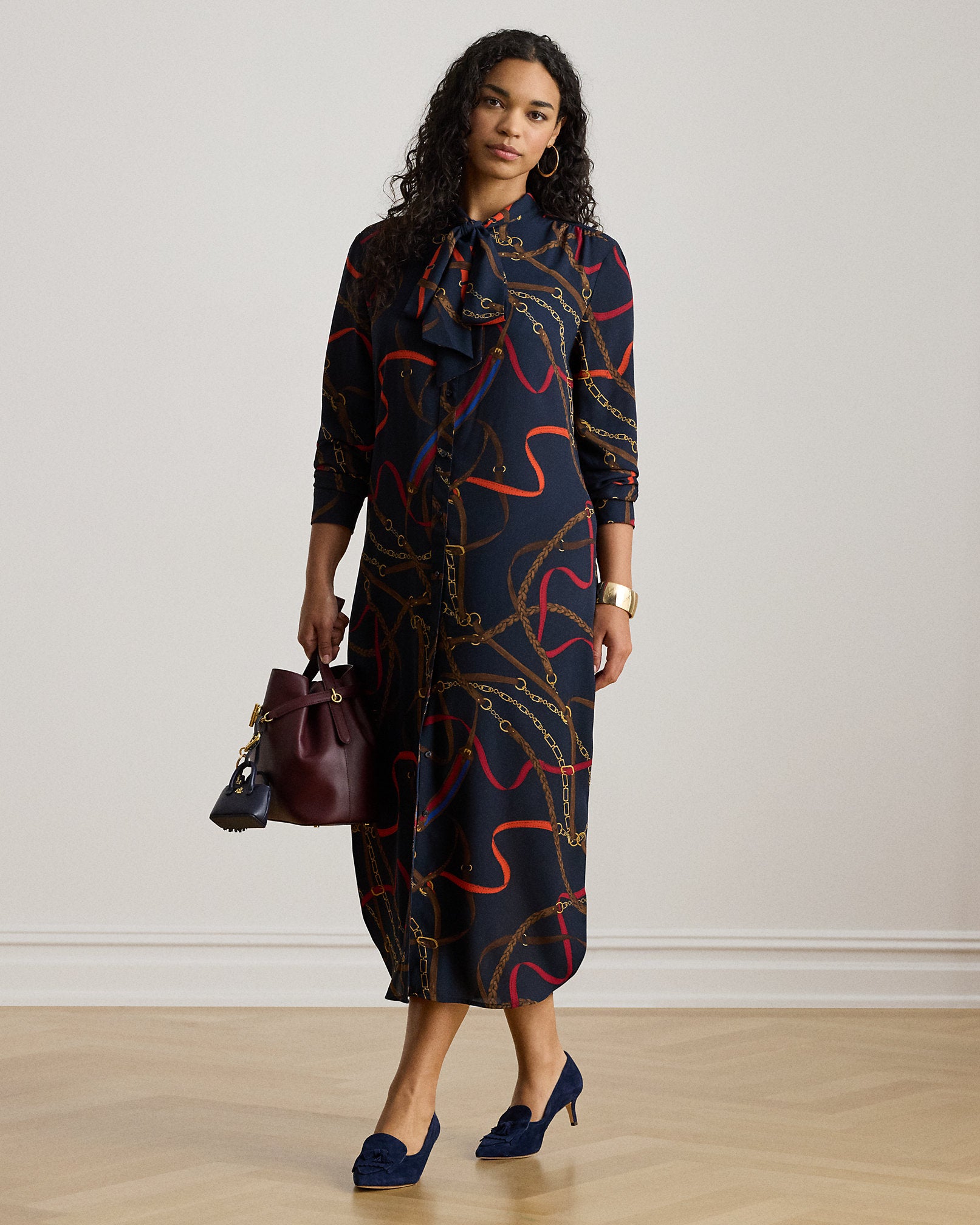 Ralph Lauren Print Georgette TieNeck Shirtdress