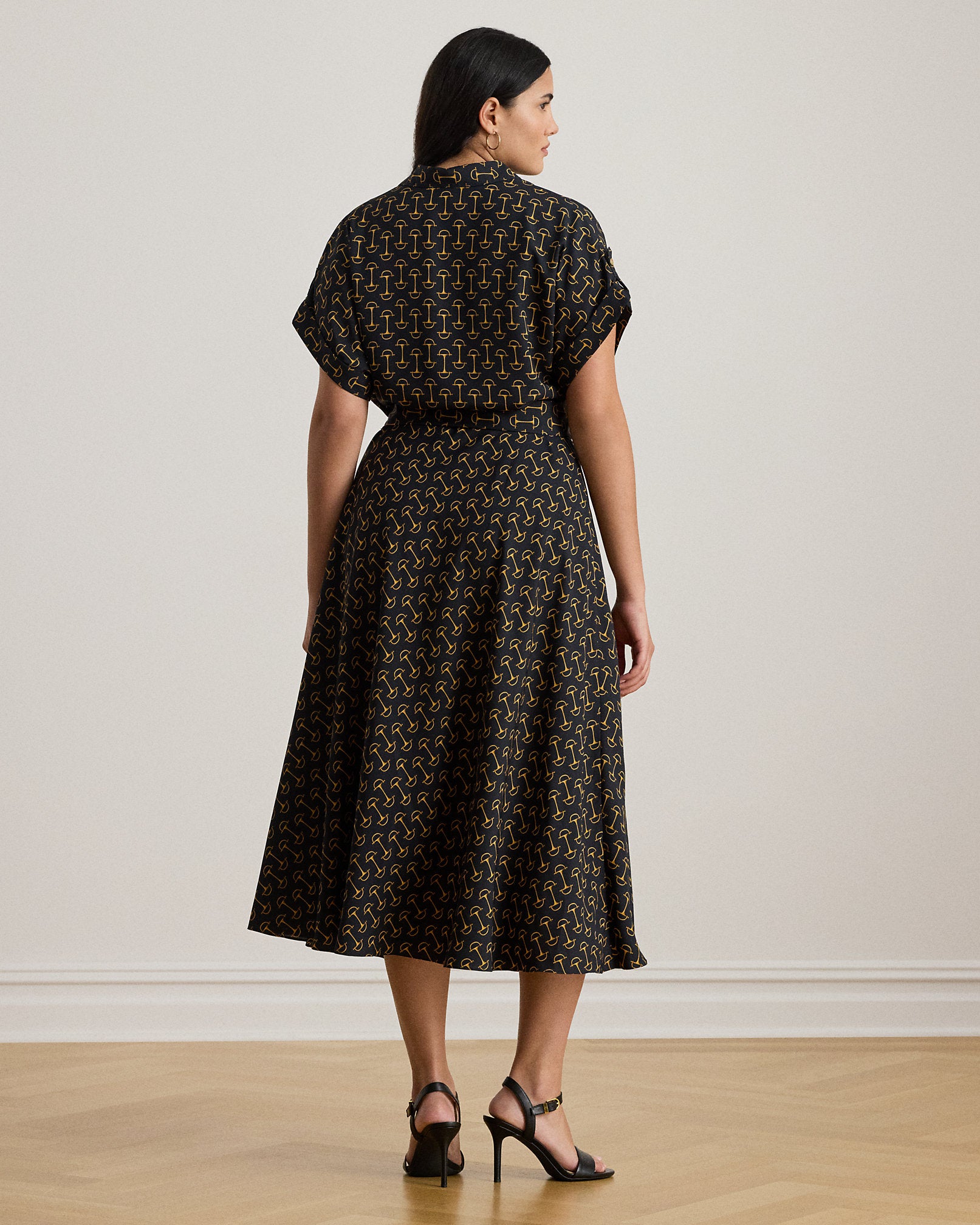 Ralph Lauren GeoPrint Belted Crepe Dress