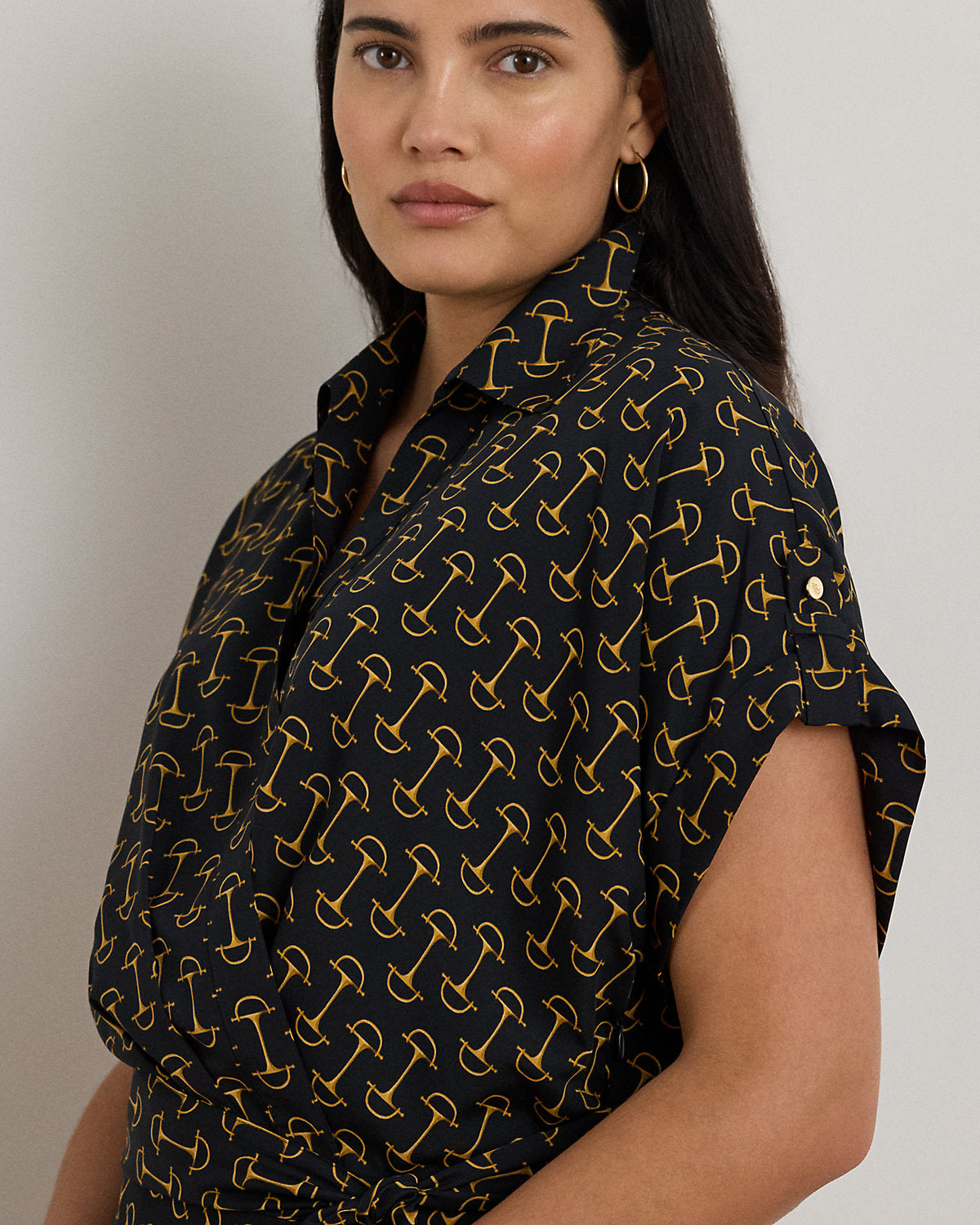Ralph Lauren GeoPrint Belted Crepe Dress