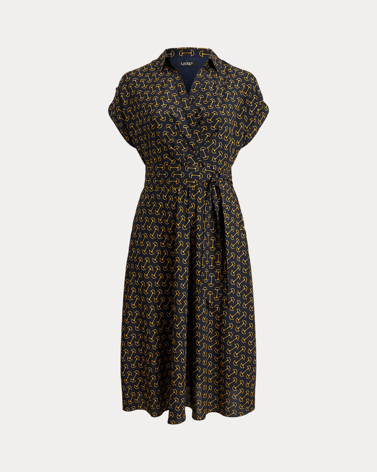 Ralph Lauren GeoPrint Belted Crepe Dress