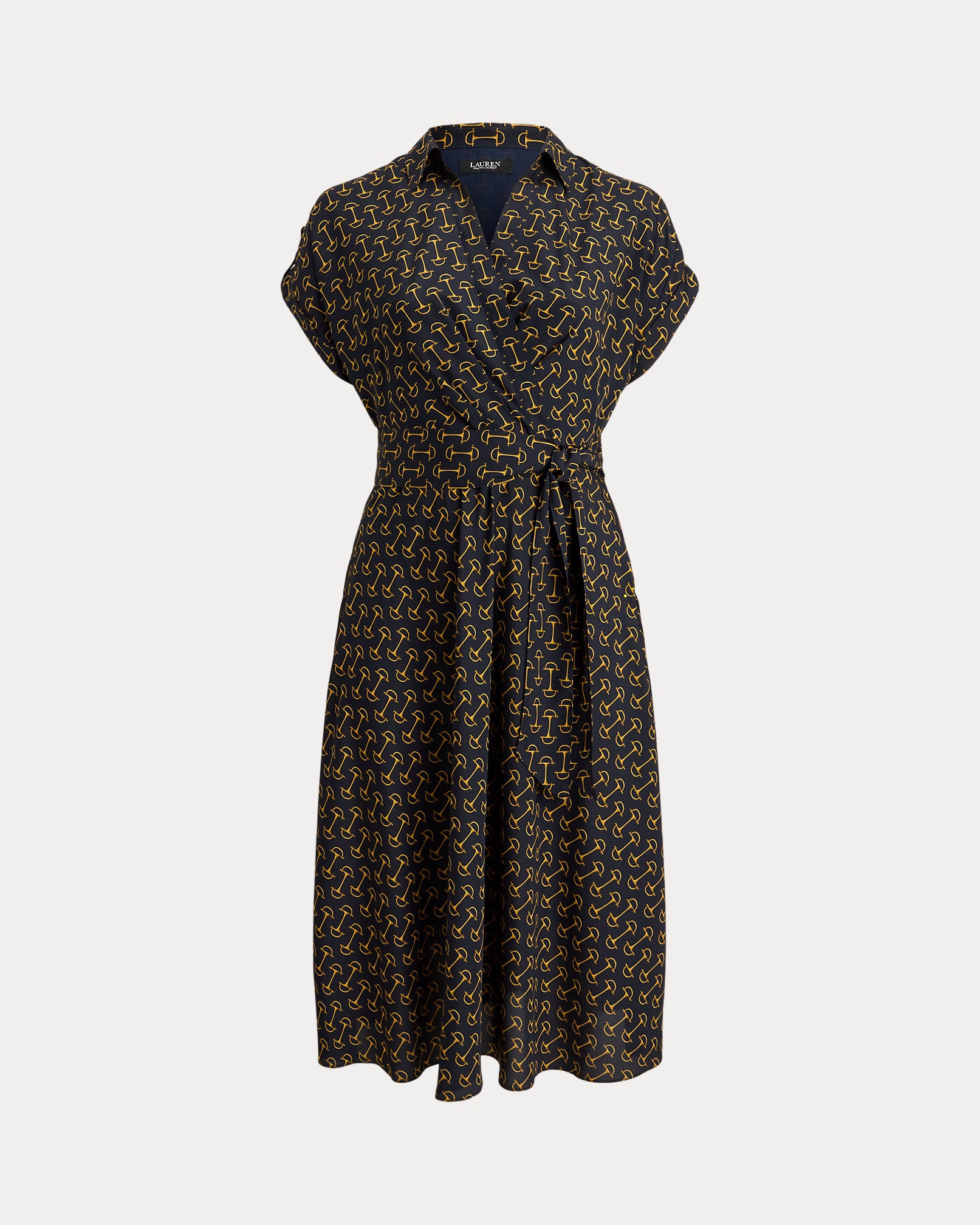 Ralph Lauren GeoPrint Belted Crepe Dress