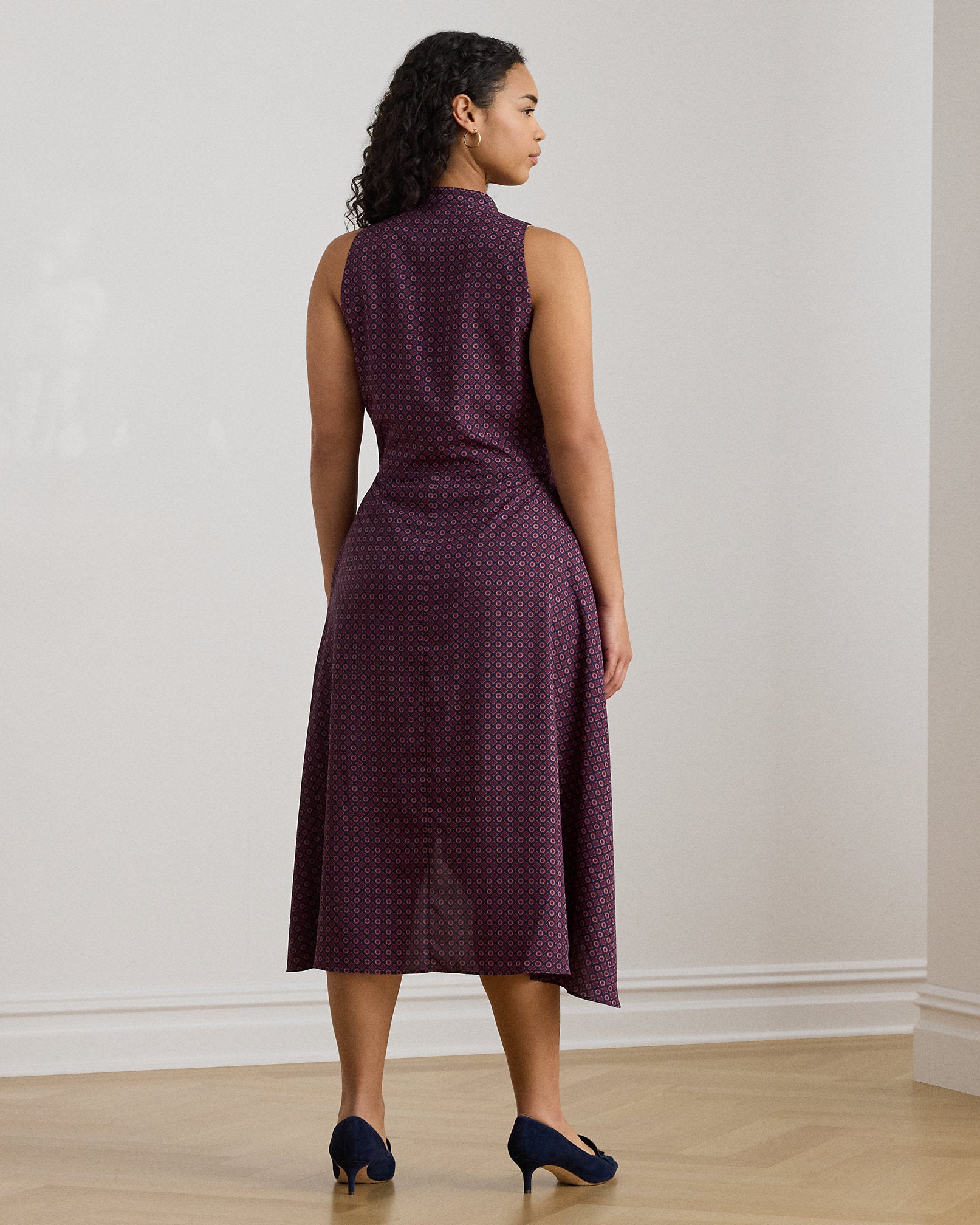 Ralph Lauren Print TieFront Crepe Sleeveless Dress