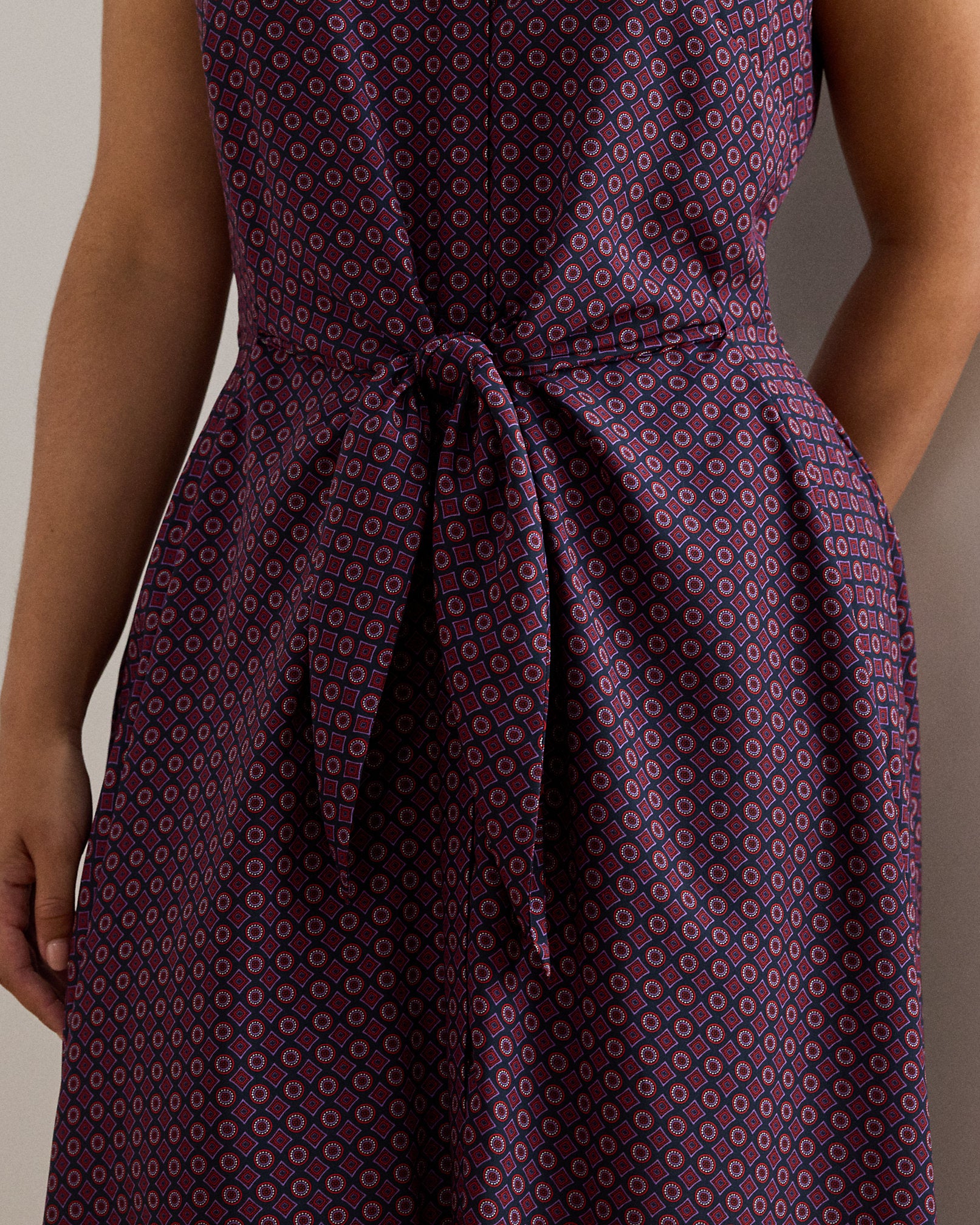 Ralph Lauren Print TieFront Crepe Sleeveless Dress