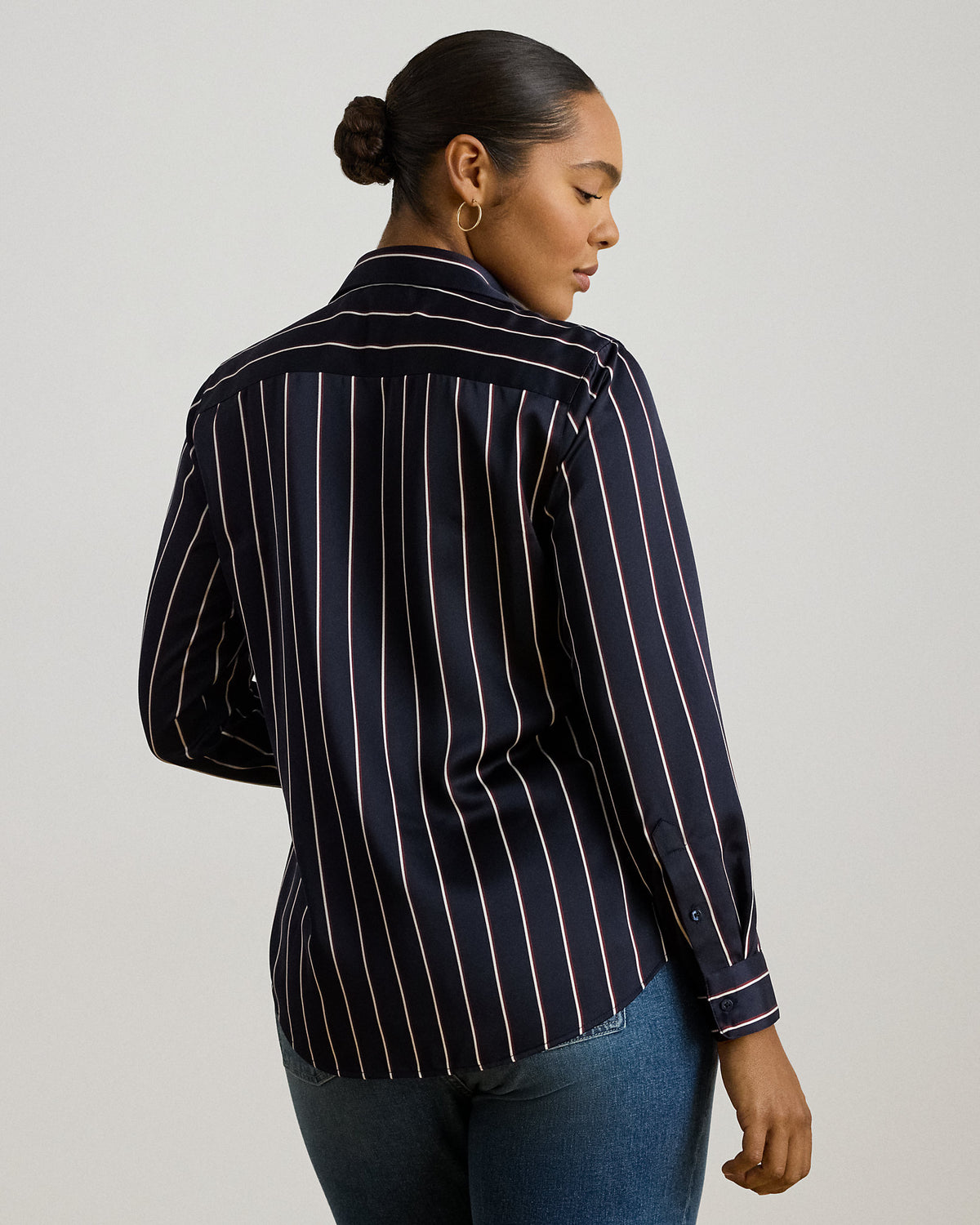 Ralph Lauren Classic Fit Striped Charmeuse Shirt