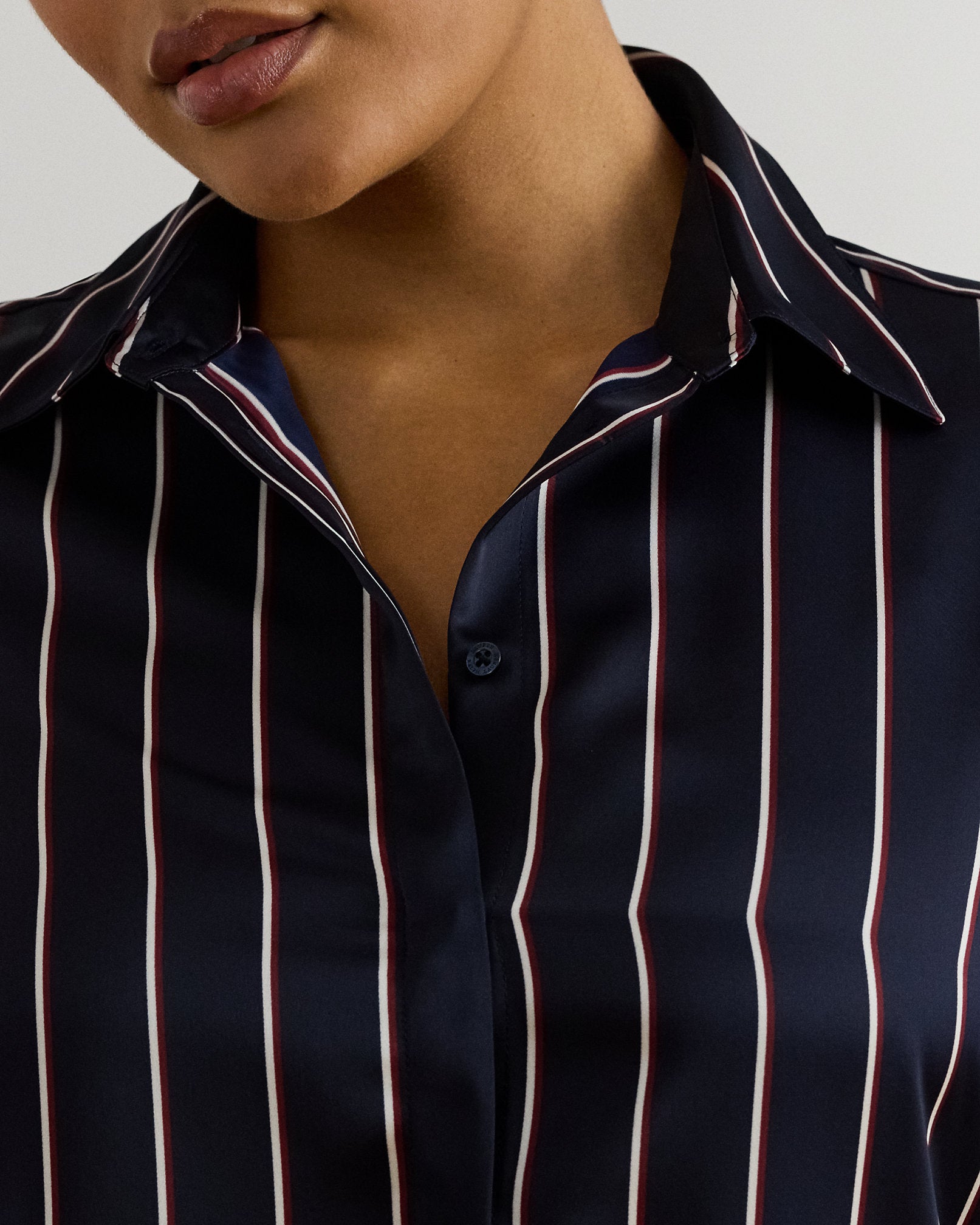Ralph Lauren Classic Fit Striped Charmeuse Shirt