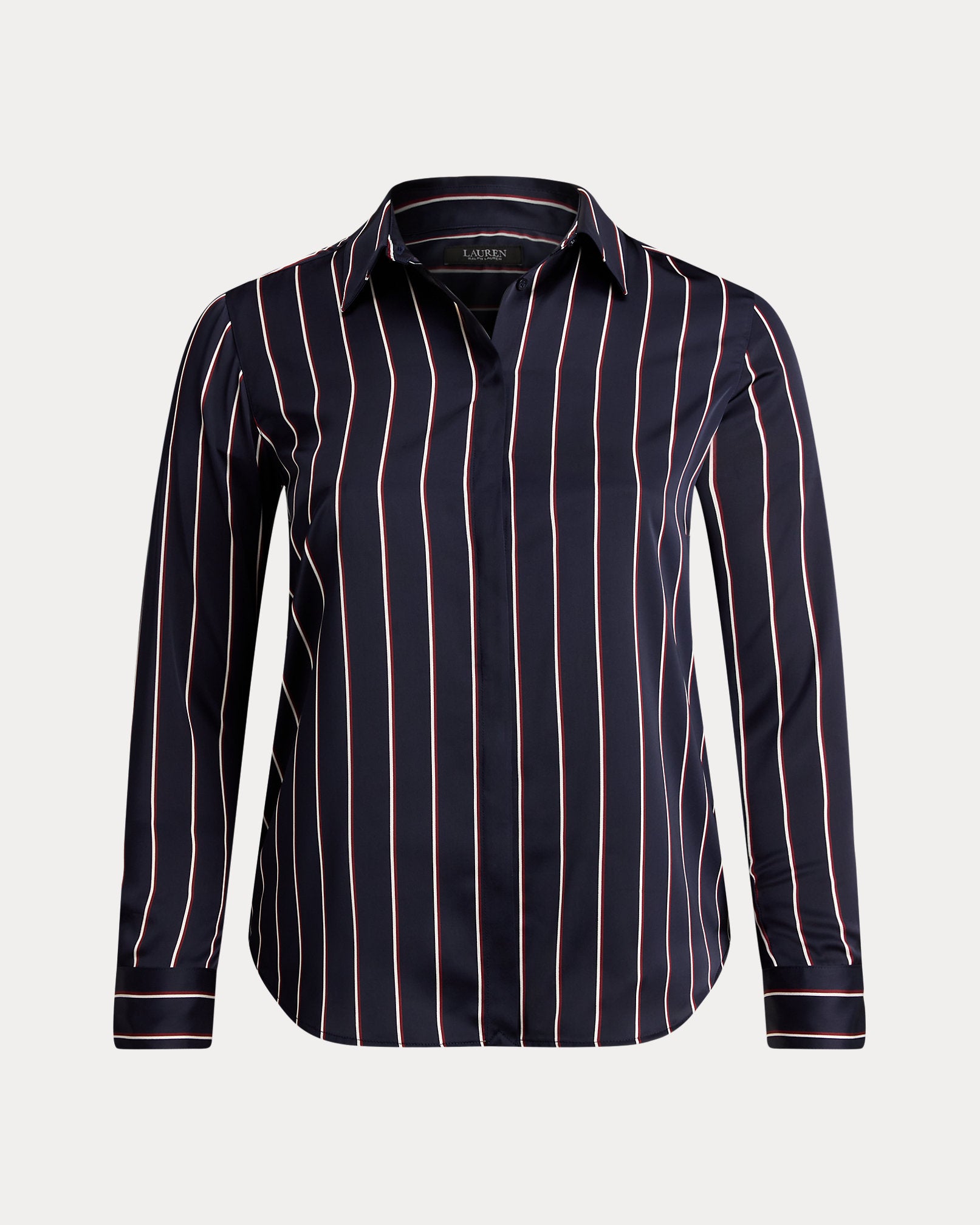 Ralph Lauren Classic Fit Striped Charmeuse Shirt