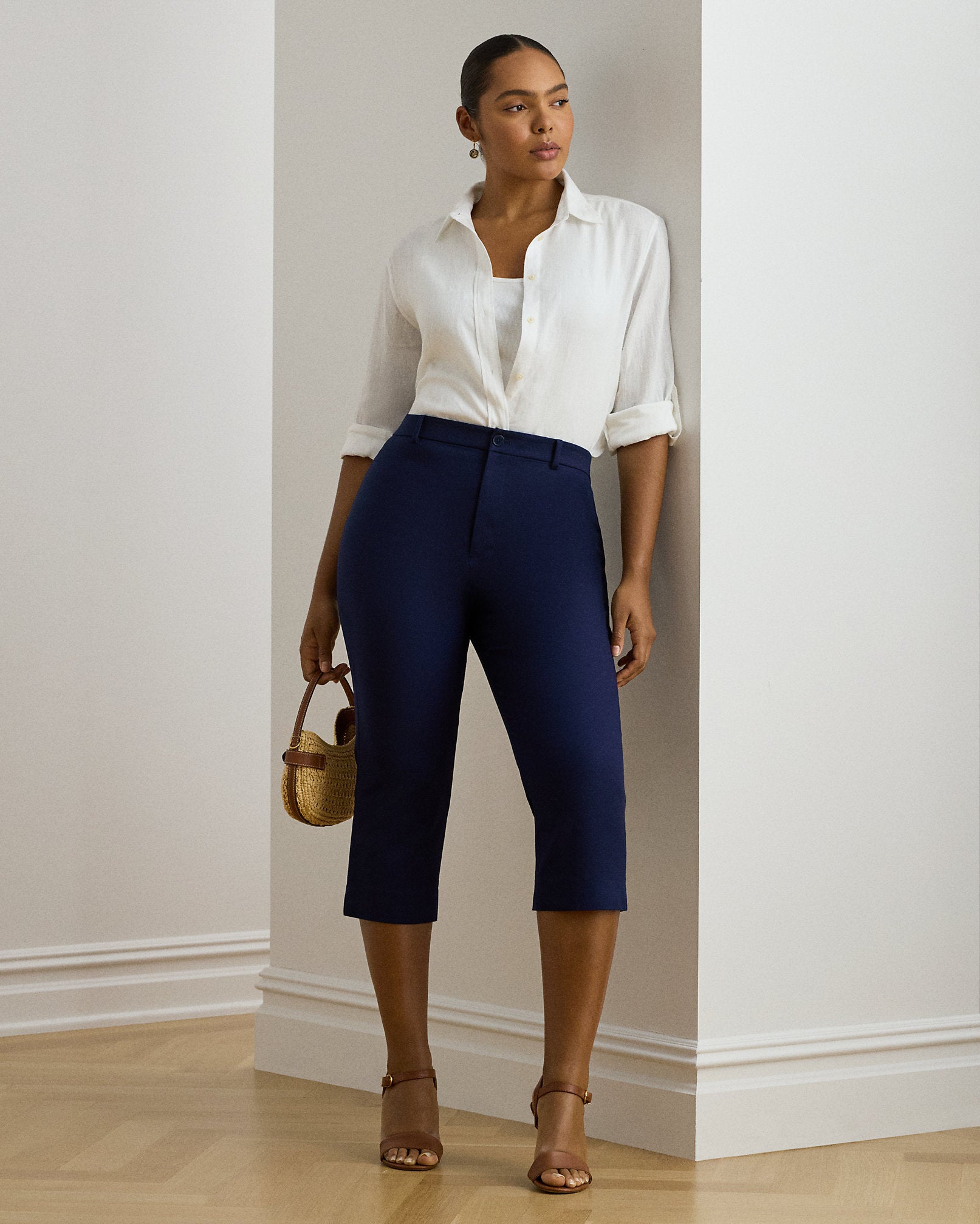 Ralph Lauren DoubleFaced Stretch Cotton Capri Pant