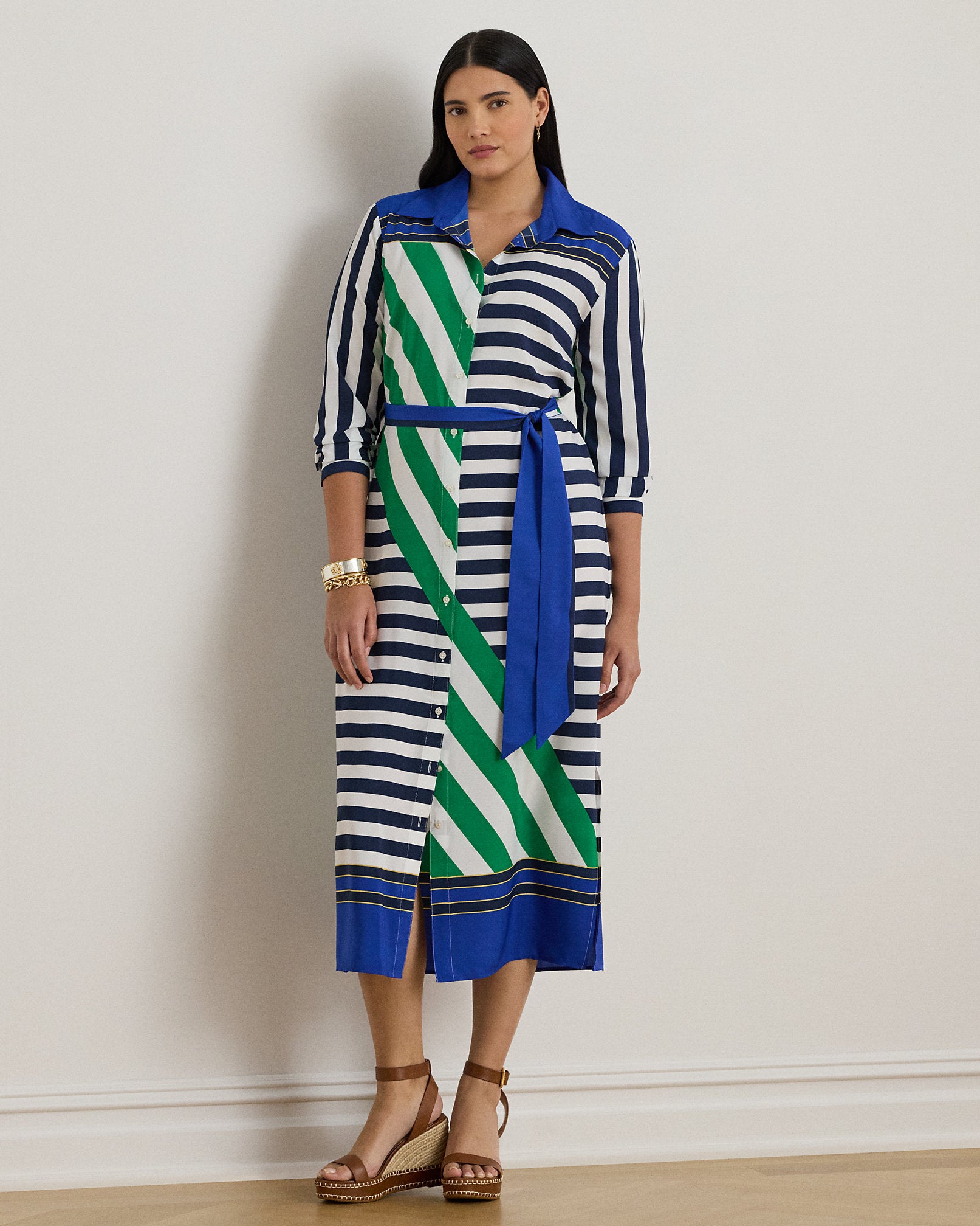 Ralph Lauren Striped Crepe Shirtdress