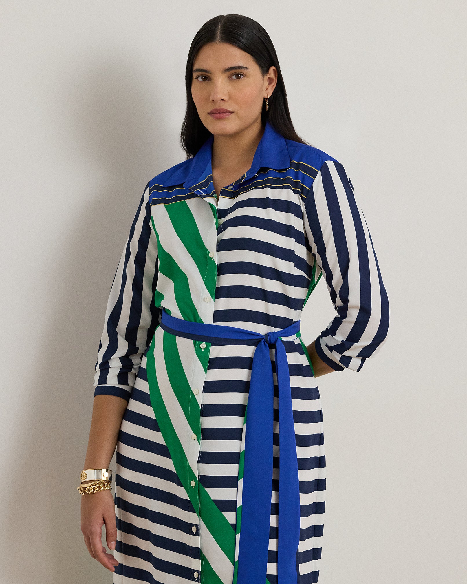 Ralph Lauren Striped Crepe Shirtdress