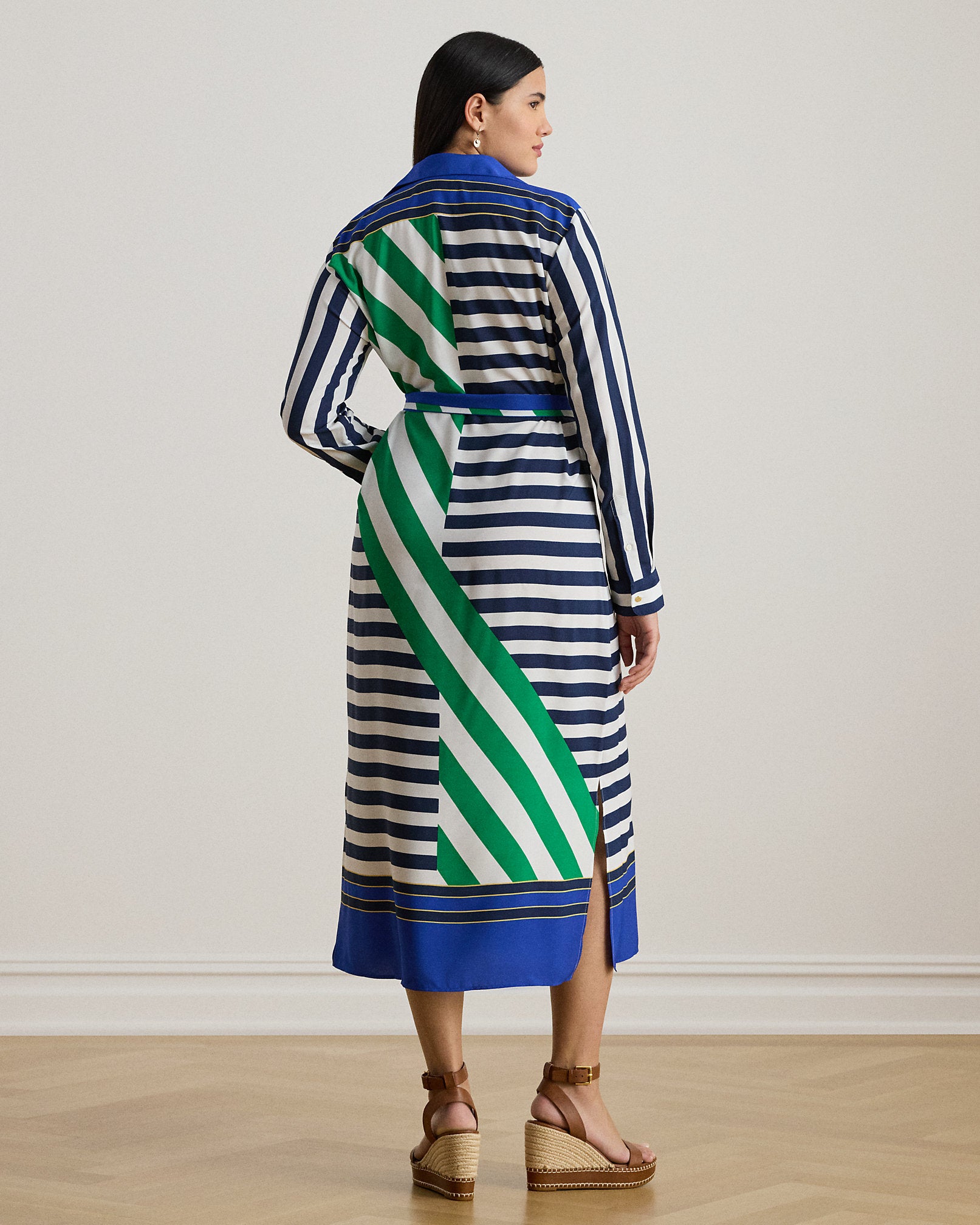 Ralph Lauren Striped Crepe Shirtdress