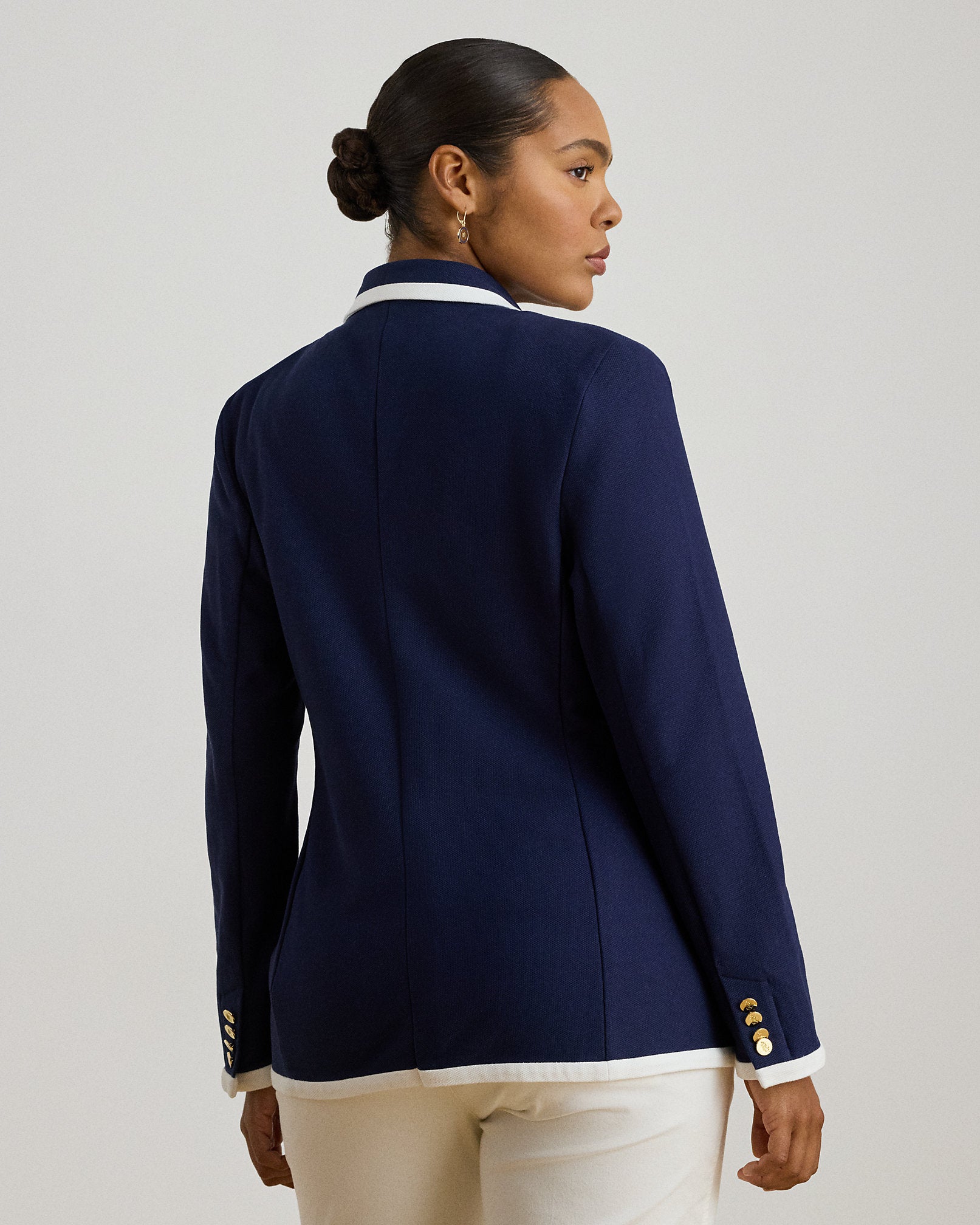 Ralph Lauren TwoTone DoubleBreasted Piqué Blazer