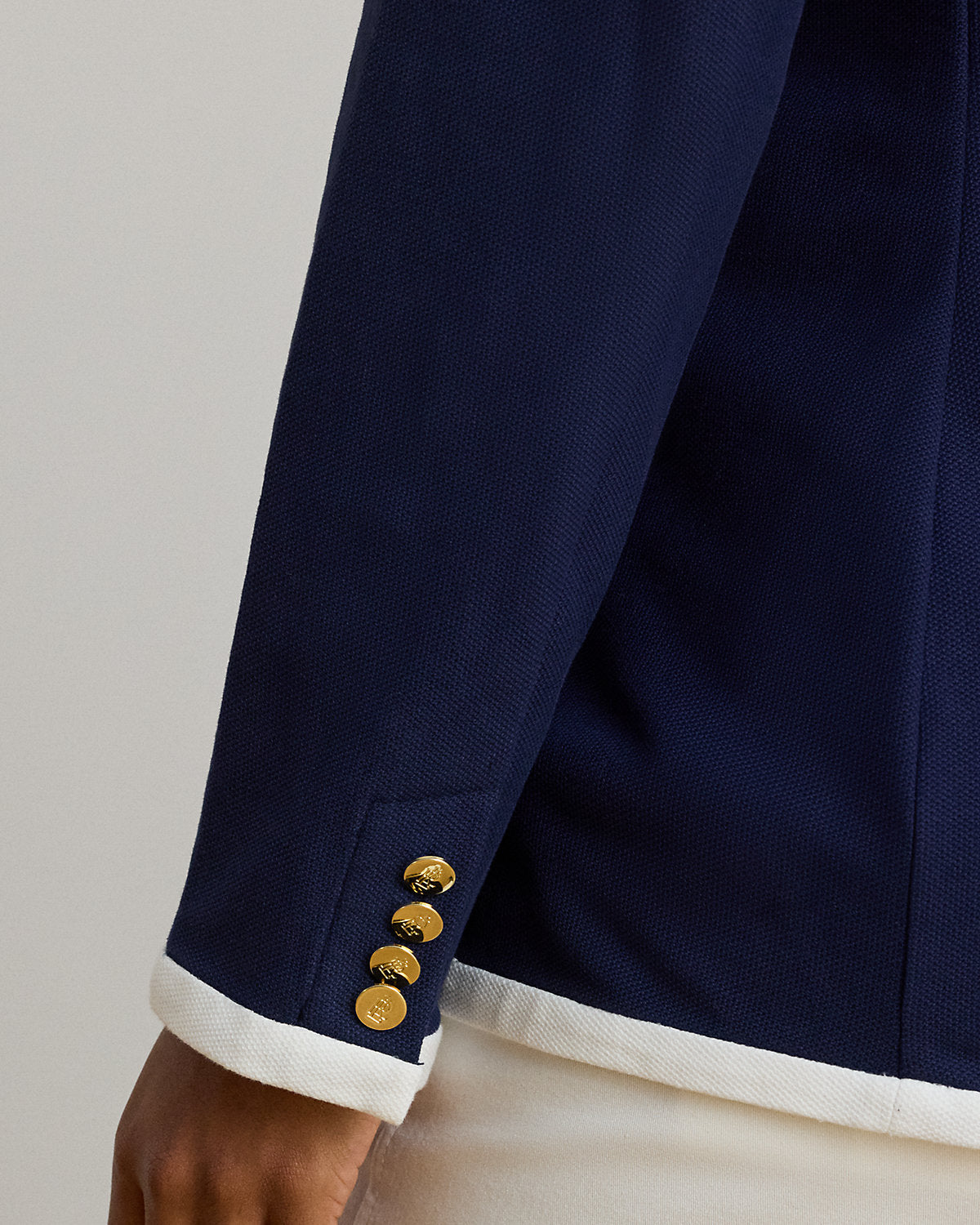 Ralph Lauren TwoTone DoubleBreasted Piqué Blazer