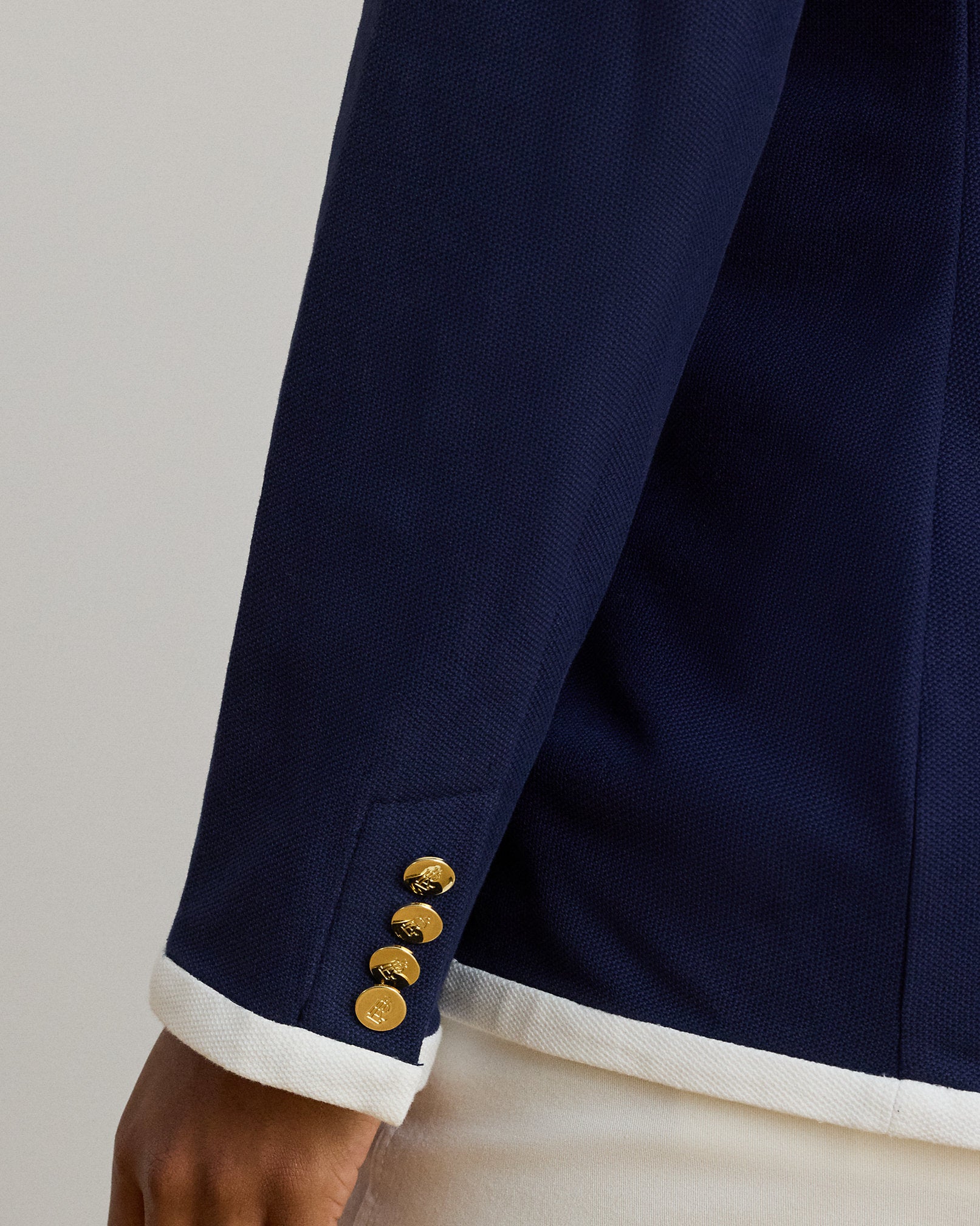 Ralph Lauren TwoTone DoubleBreasted Piqué Blazer
