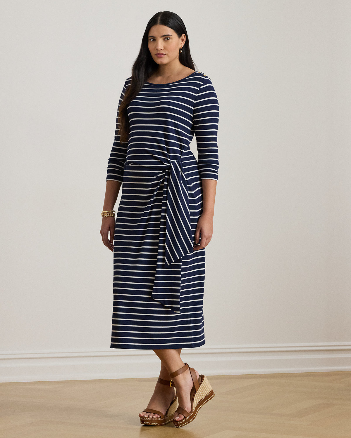 Ralph Lauren Striped TieFront CottonBlend Dress