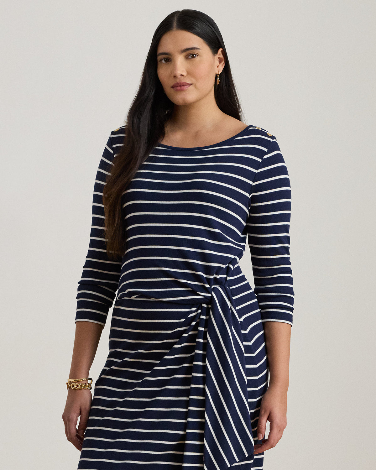 Ralph Lauren Striped TieFront CottonBlend Dress