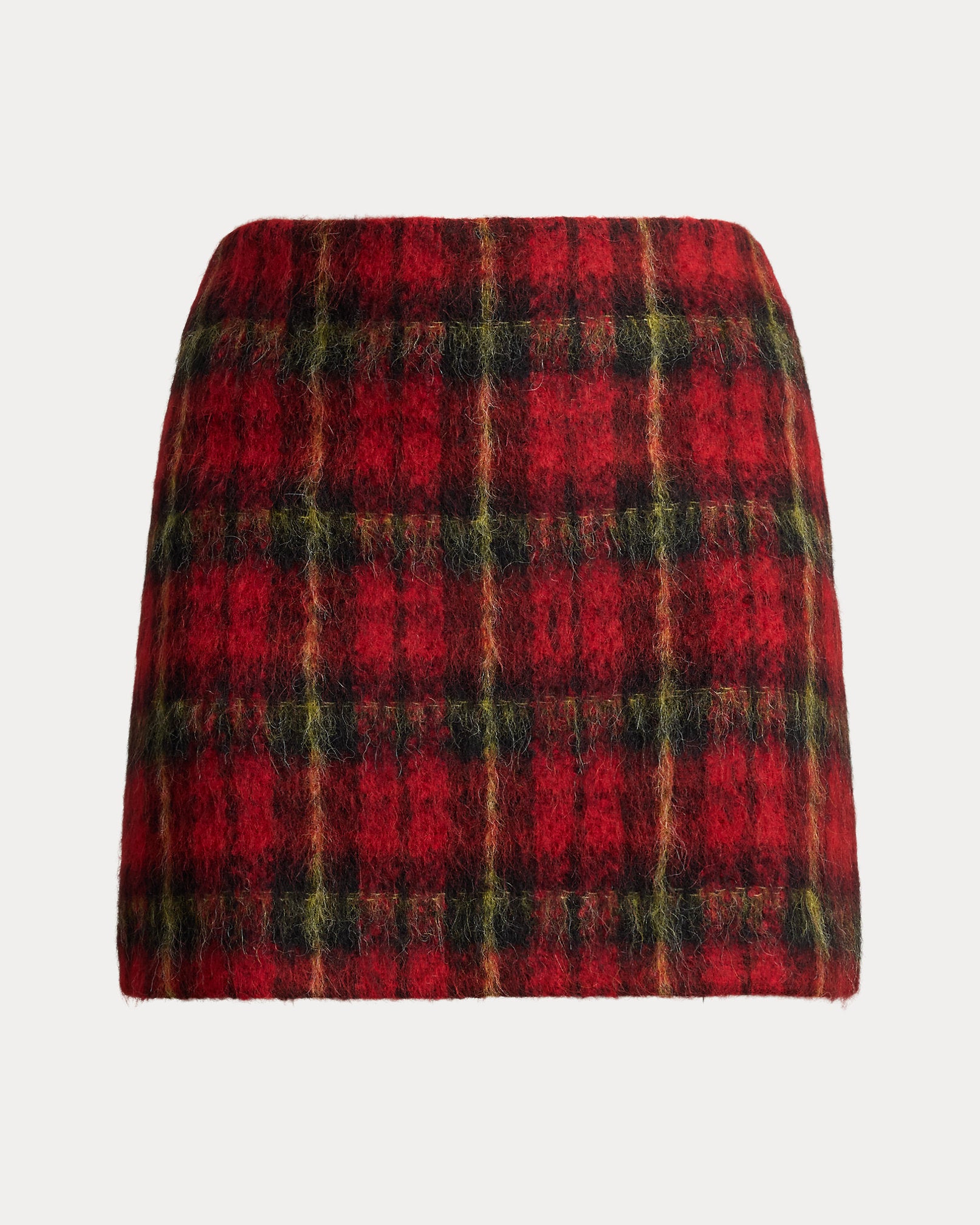 Ralph Lauren Plaid Mohair Pencil Miniskirt